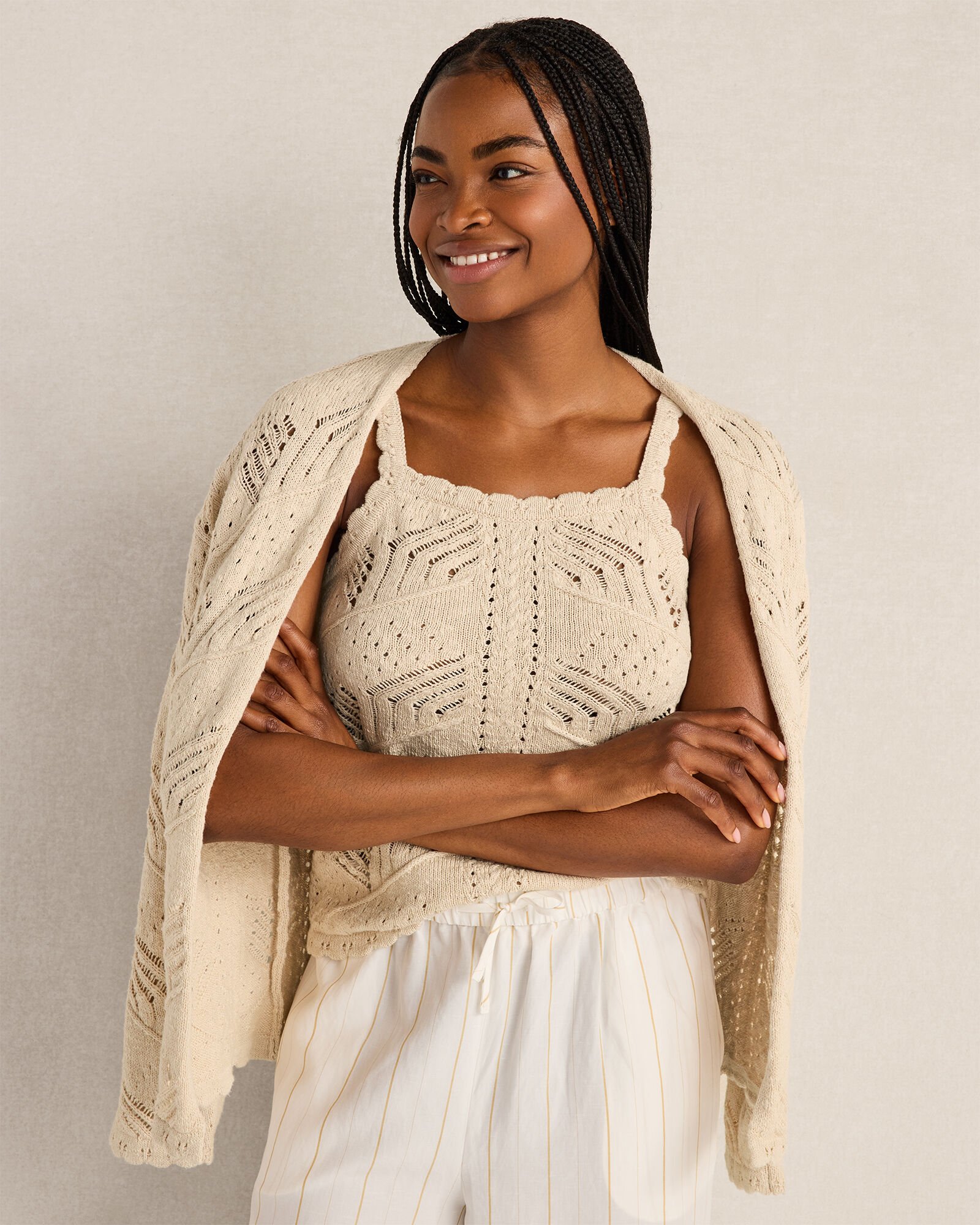 Organic Cotton Pointelle Stitch Sweater Cami