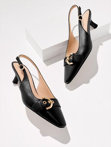 Tabitha Buckle Nappa Slingback Pumps