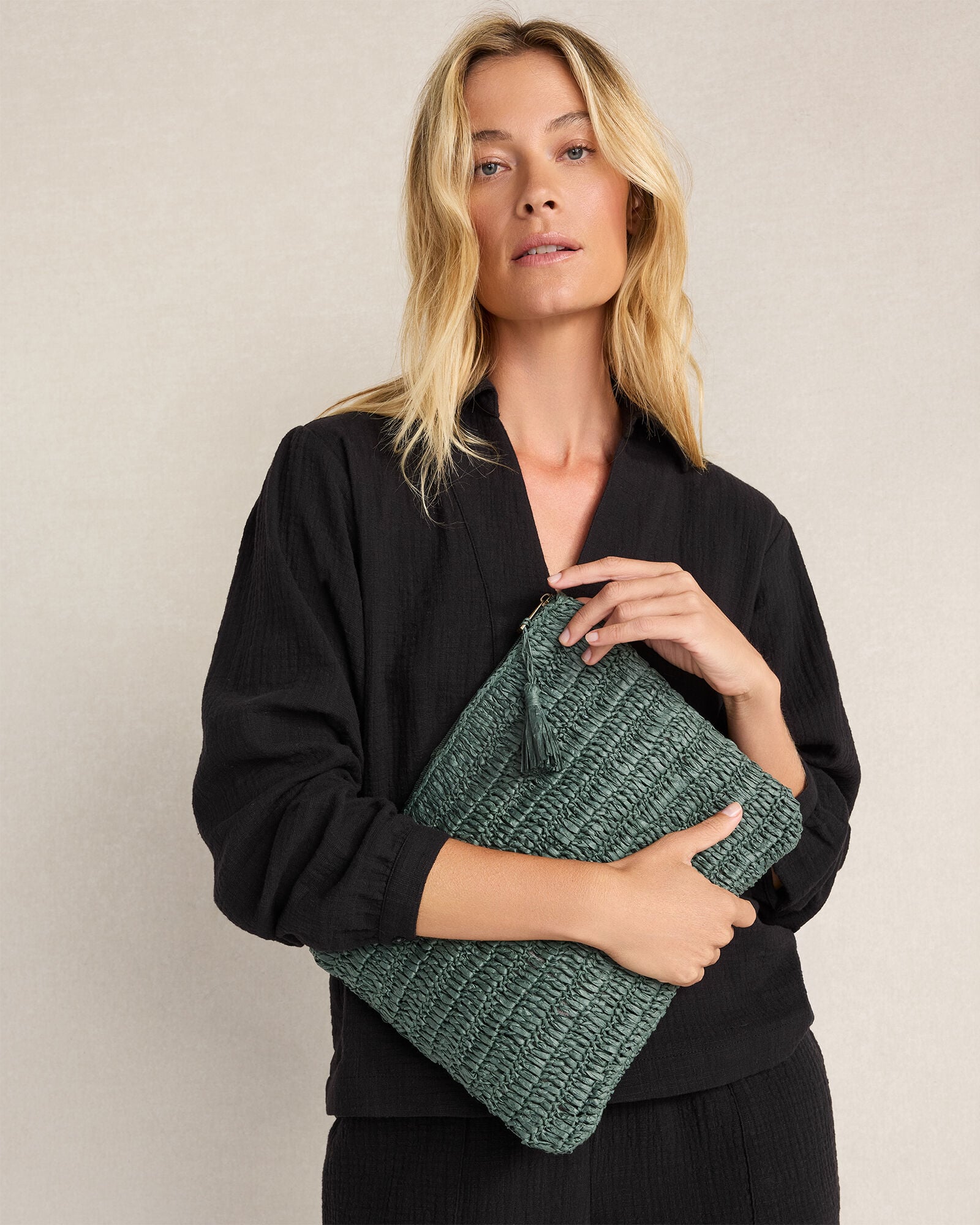 Textured Cotton Gauze Collared Top