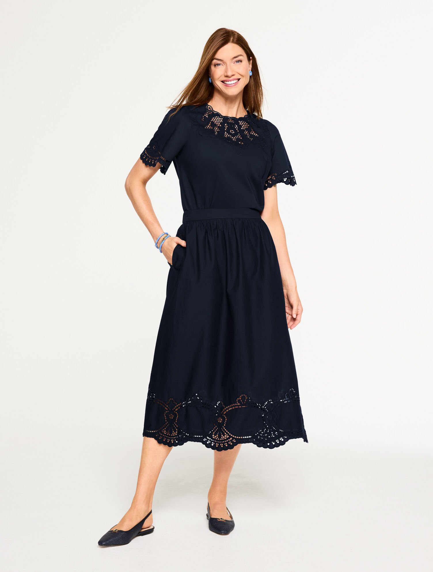 Embroidered Poplin Top