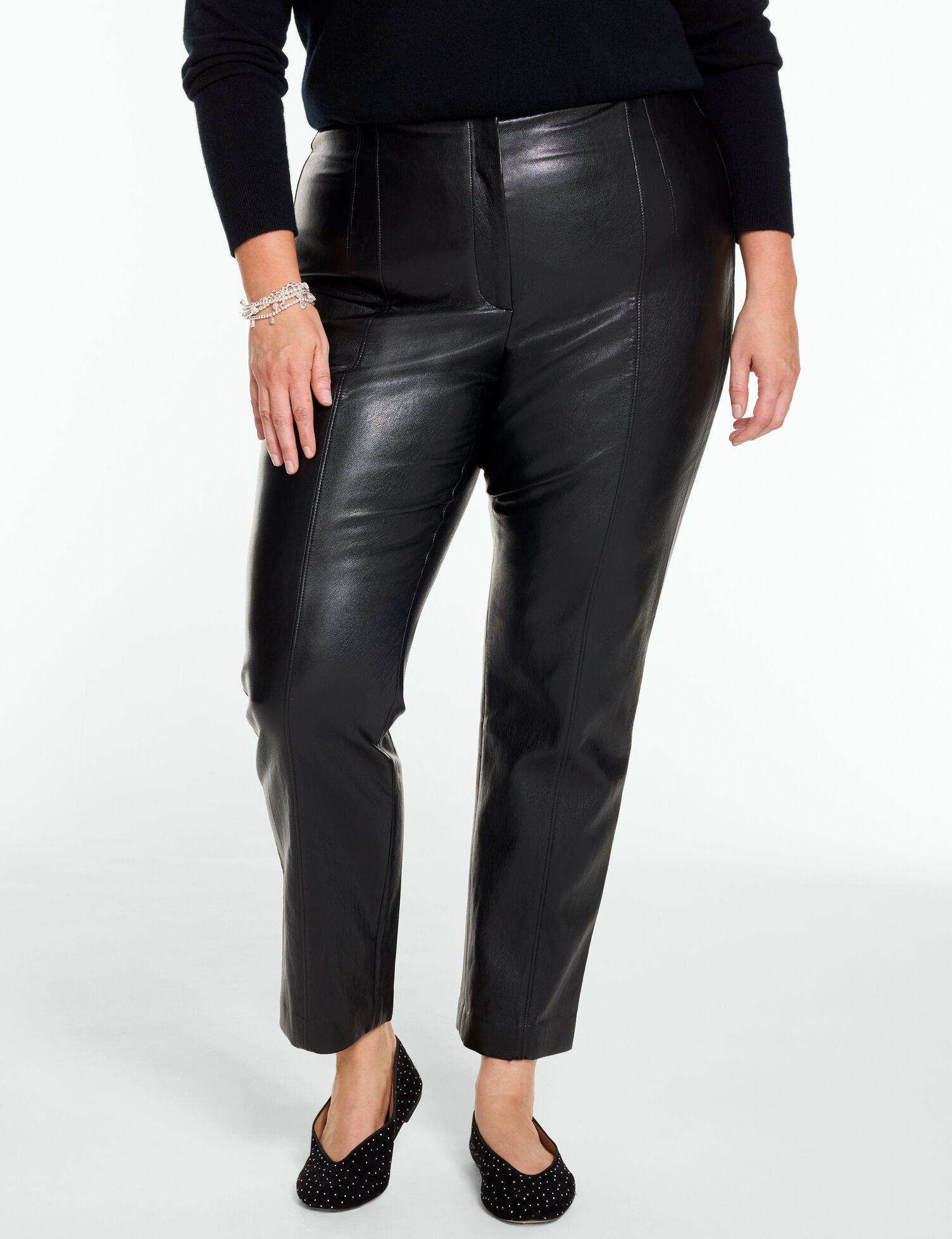 Plus Exclusive Metallic Faux Leather Slim Ankle Pants