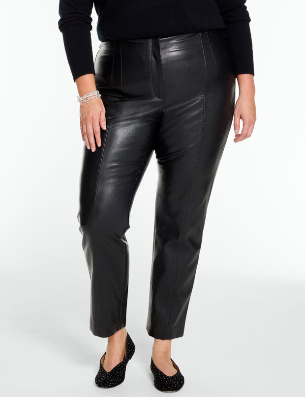 Plus Exclusive Metallic Faux Leather Slim Ankle Pants