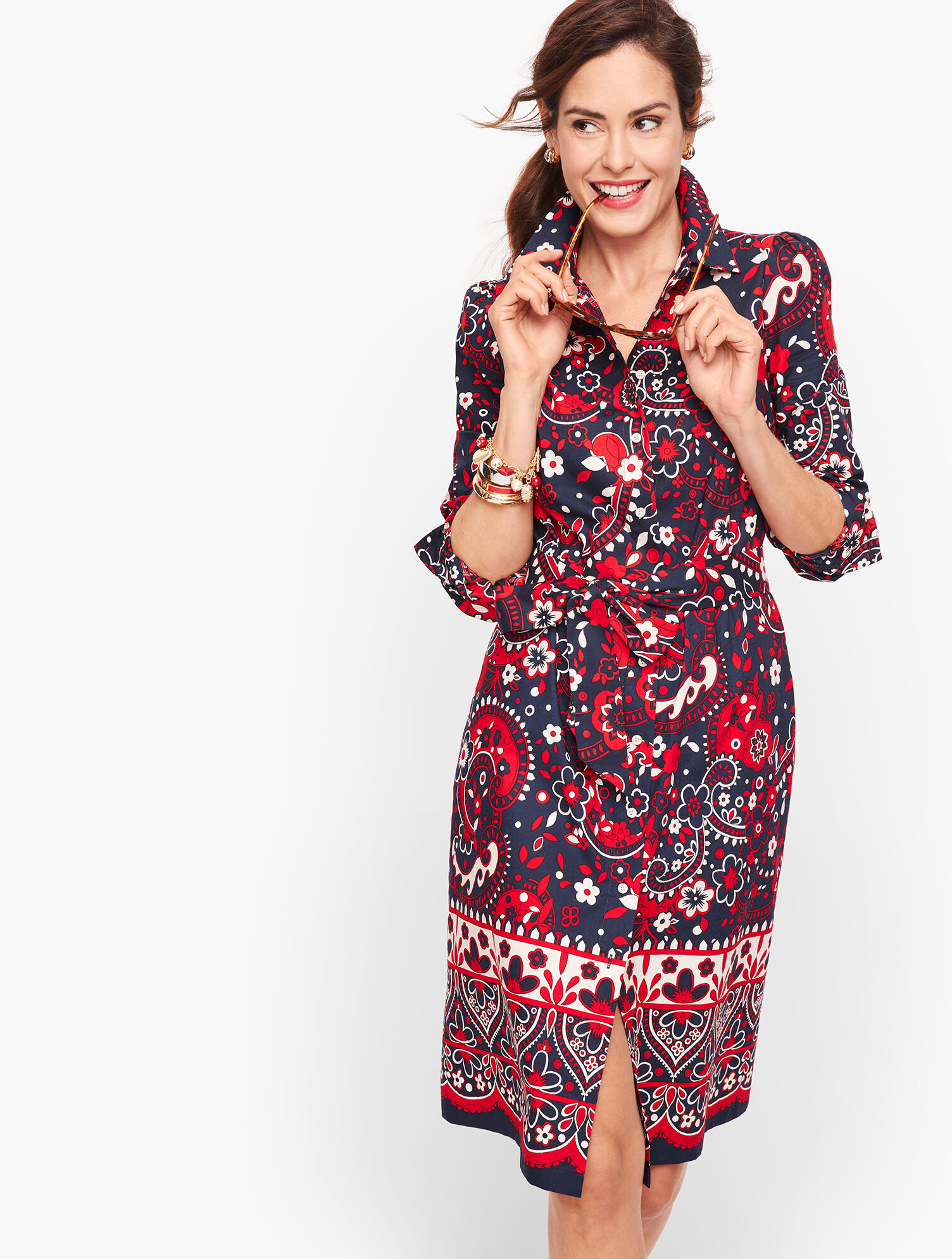 Picnic Paisley Poplin Shirtdress | Talbots