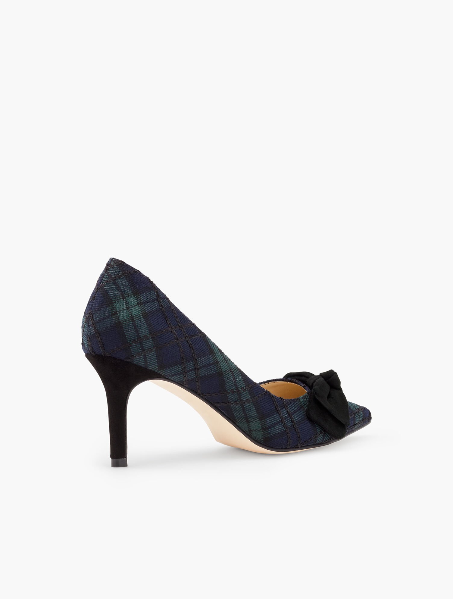 Erica Bow Pumps - Black Watch Plaid