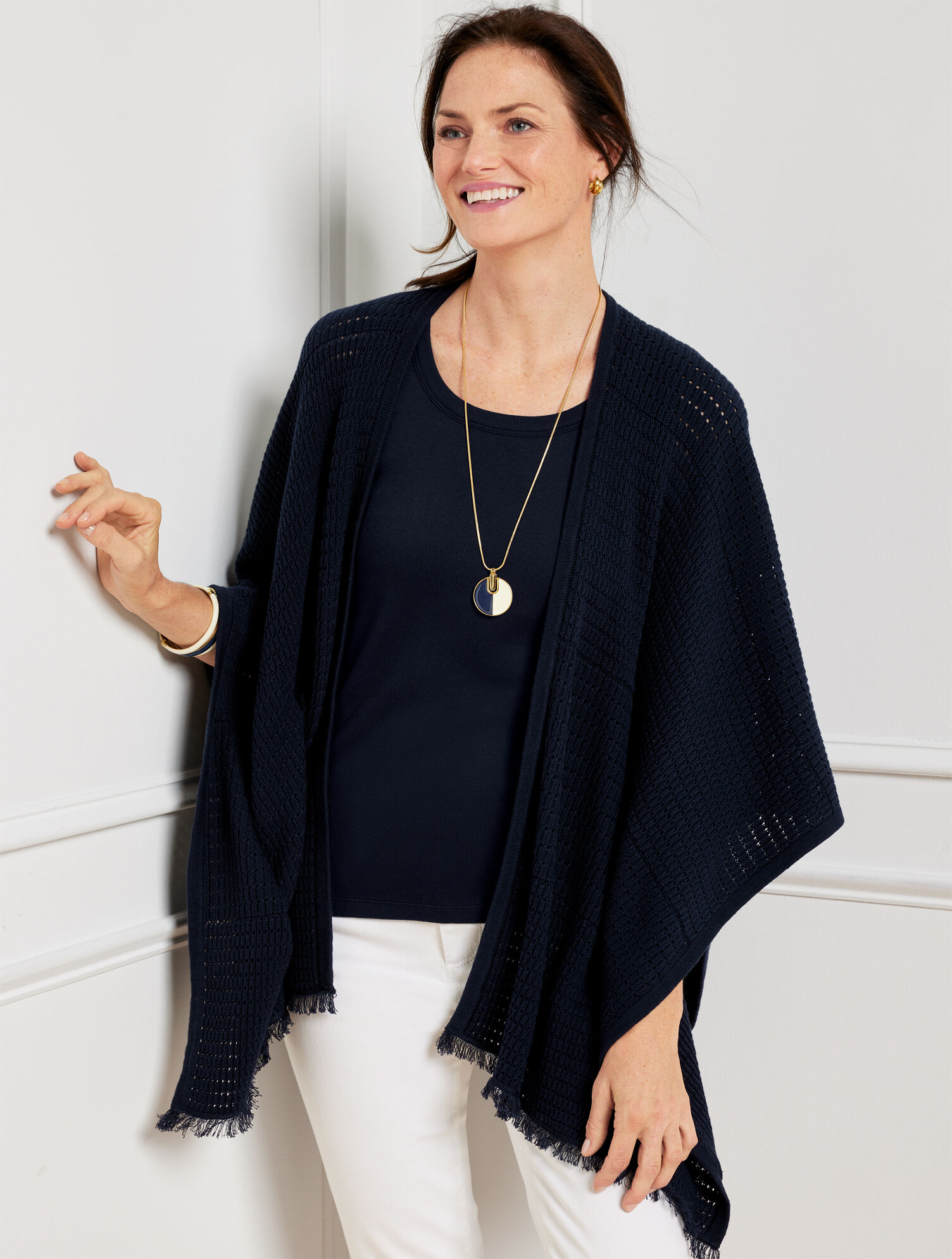 Talbots Ruanas Fringe Trim Ruana | Talbots