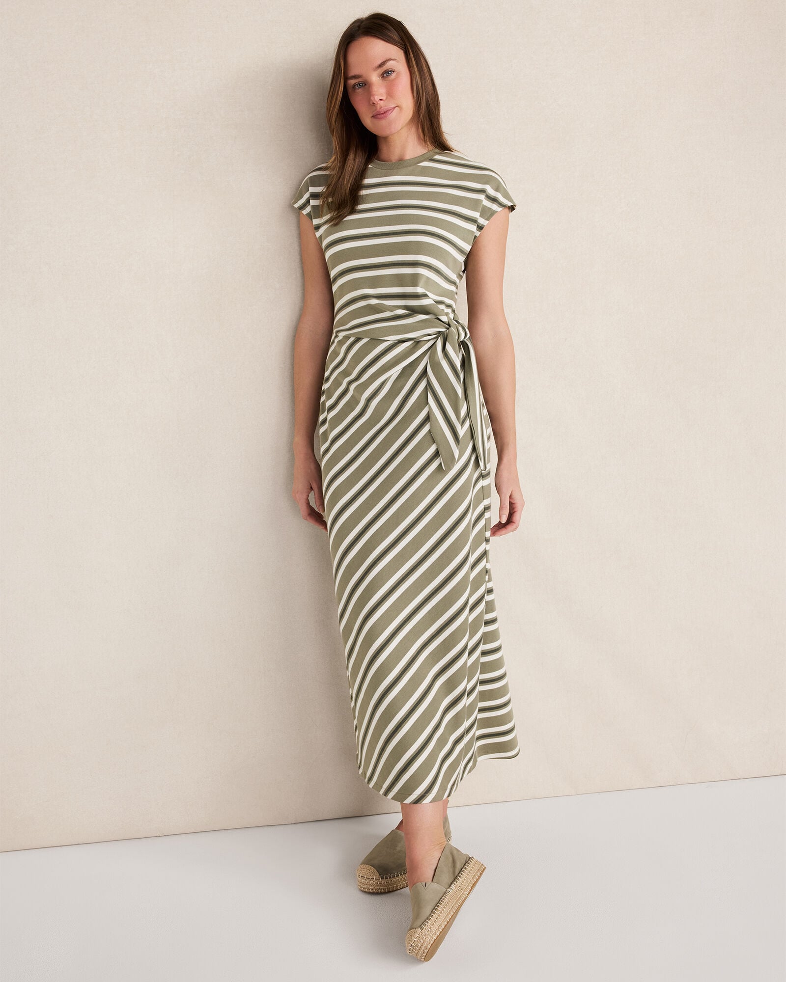 navy blue dress for baby girl Organic Cotton Interlock Stripe Midi Knot Dress