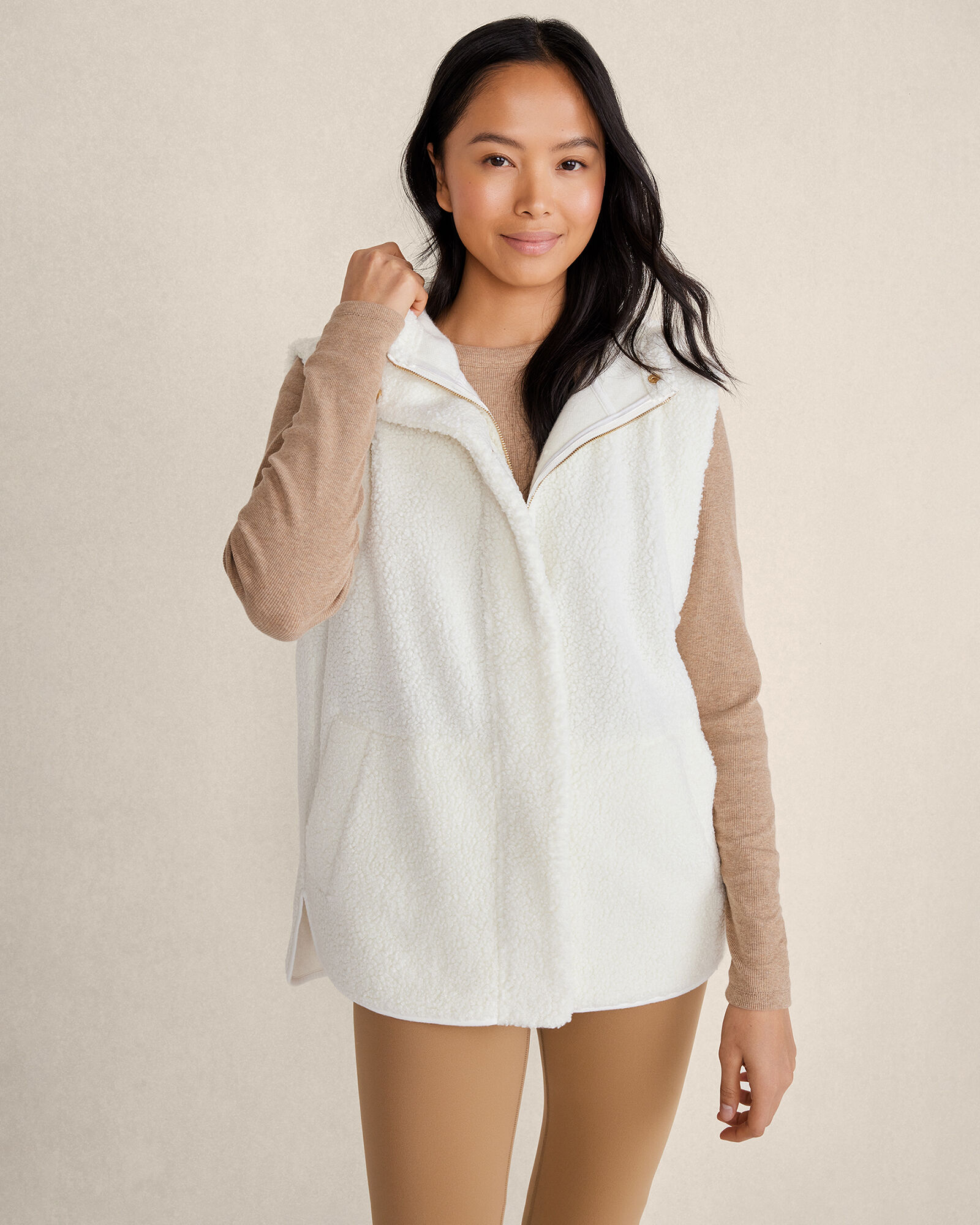 Curly Sherpa Sleeveless Hoodie
