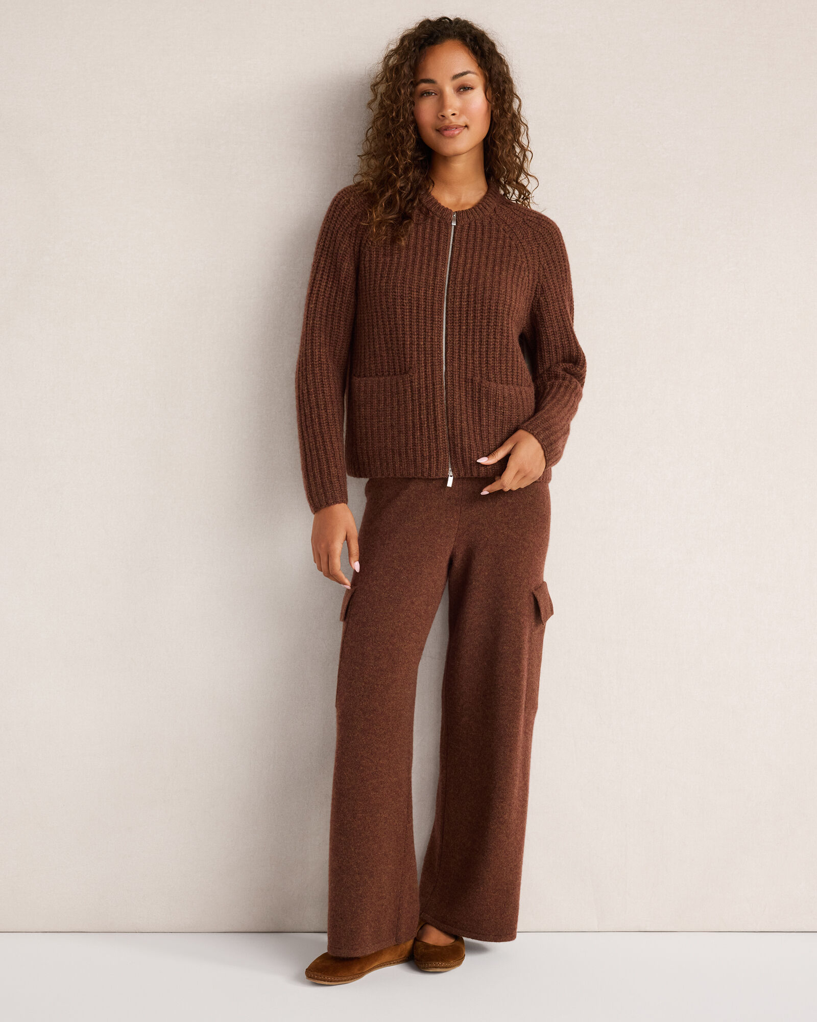 Cashmere Wide Leg Cargo Pants
