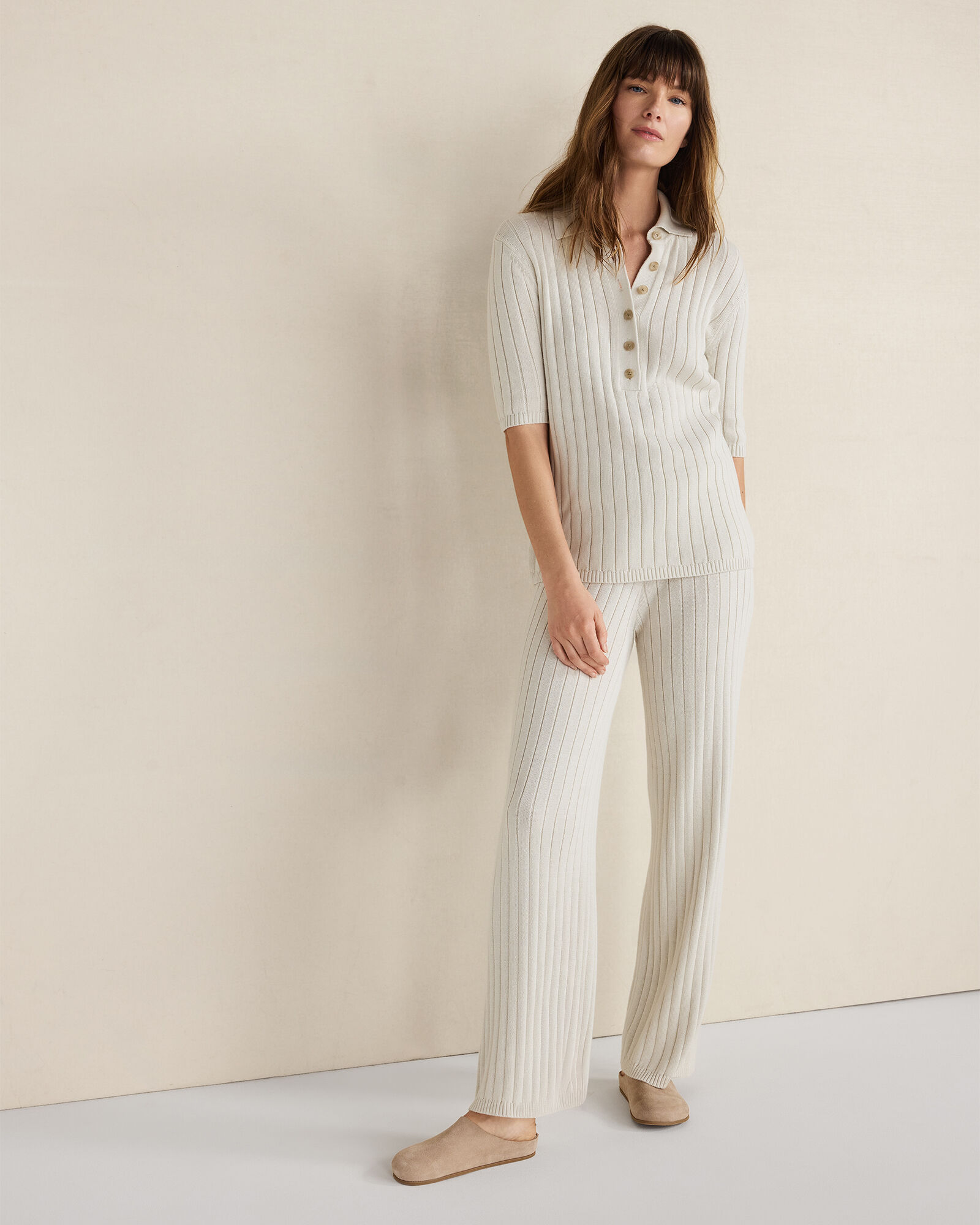 Organic Cotton Ribbed Johnny Collar Sweater