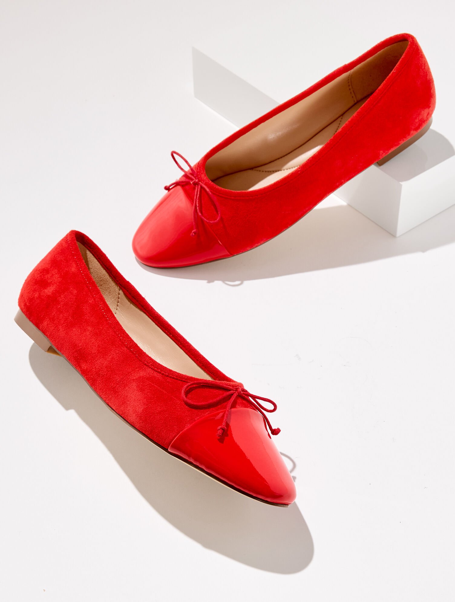 Ansly Suede Patent Leather Ballet Flats