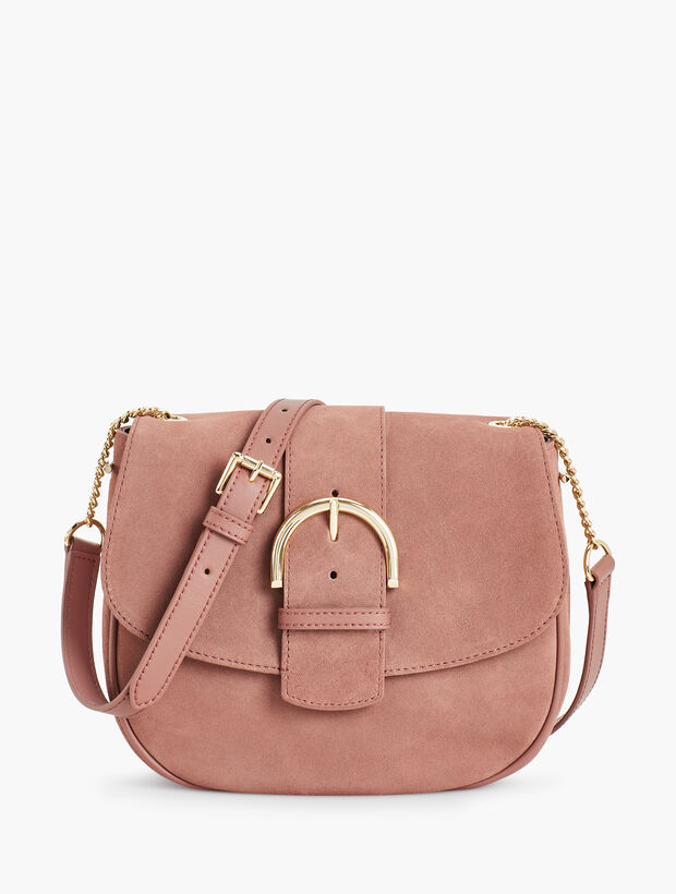 Suede Half Moon Crossbody Bag