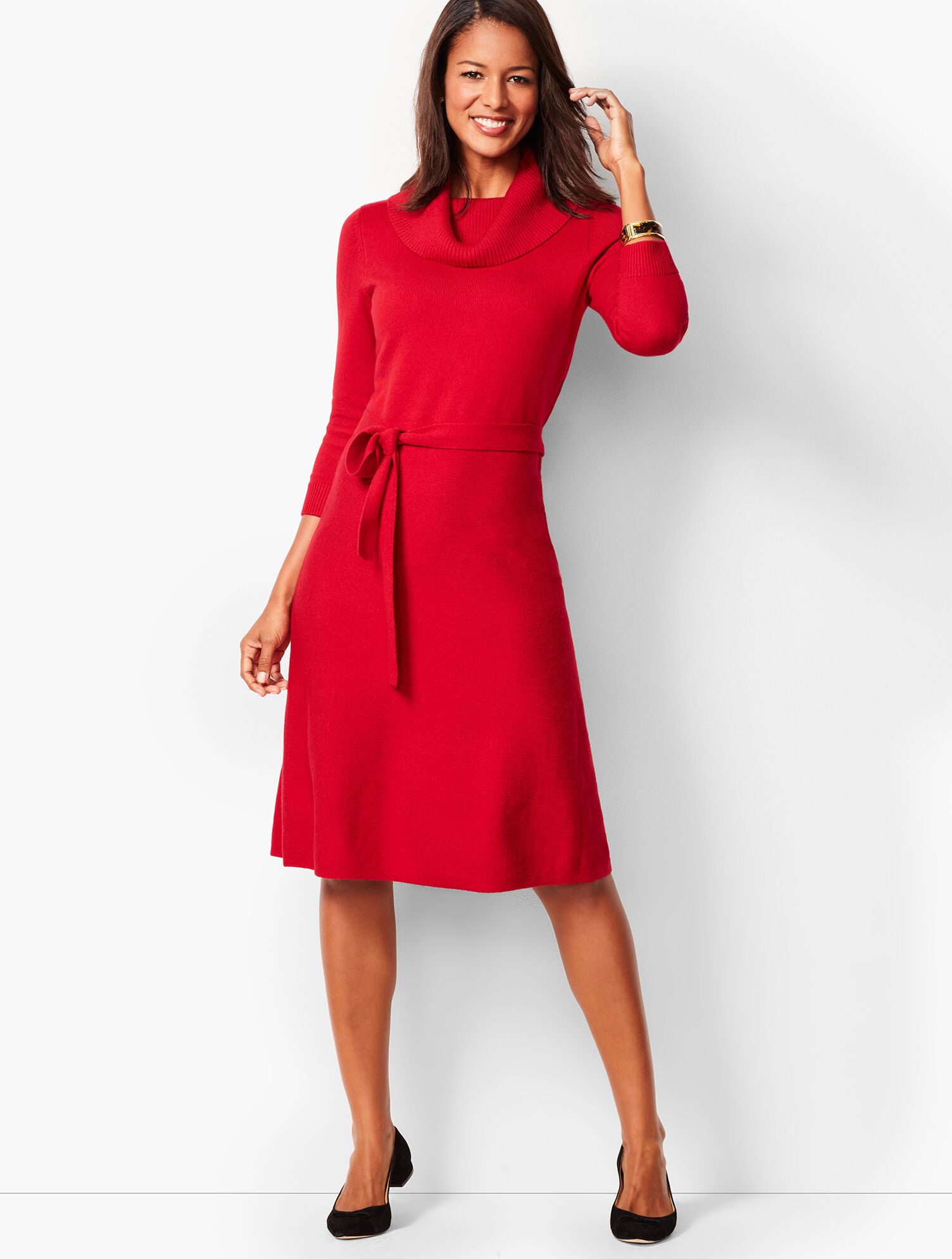 Tweed Cowlneck Fit & Flare Dress | Talbots