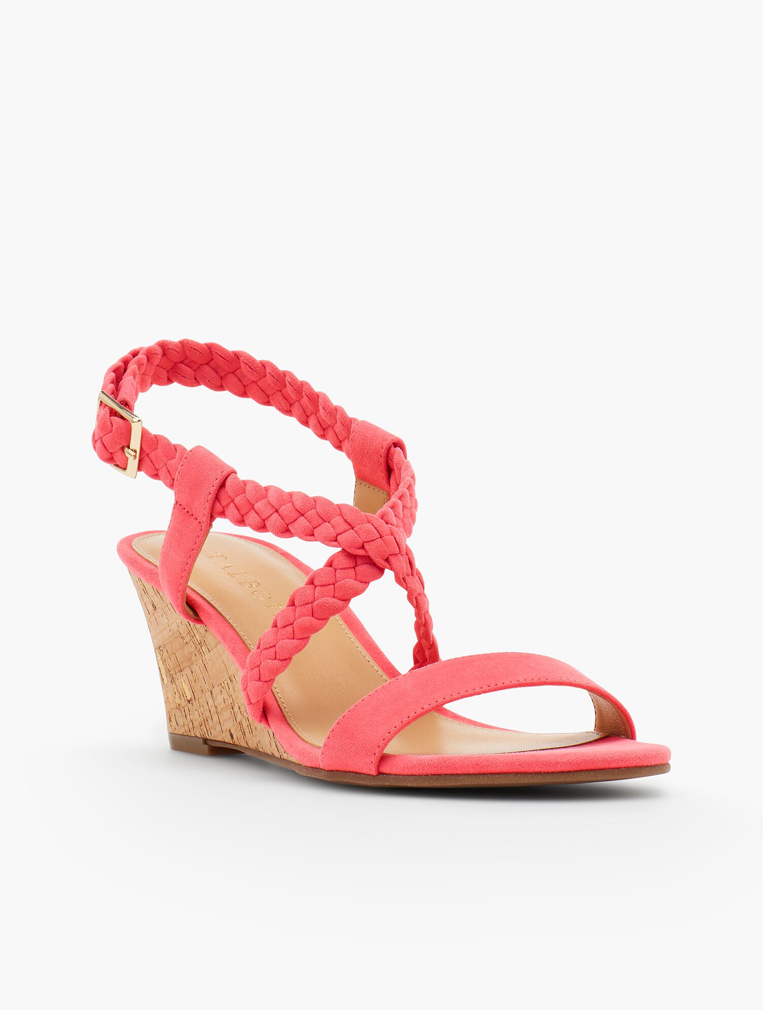 Royce Braided Suede Cork-Wedge Sandals