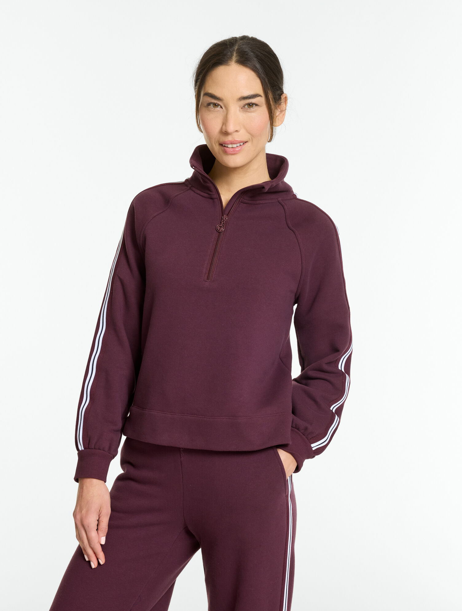 Cozy Fleece Half-Zip Pullover - Side Stripe