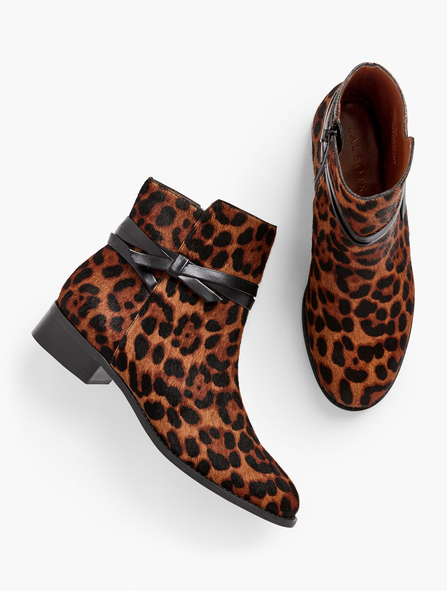 Tish Wrap Tie Calf Hair Ankle Boots - Leopard