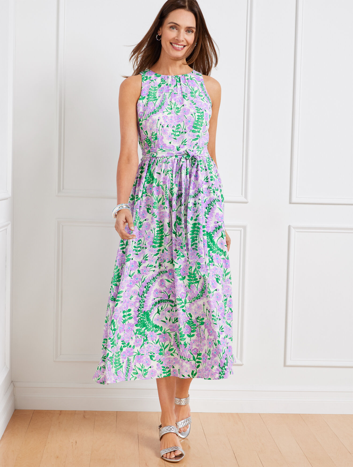 slim fit dress slacks Picturesque Floral Tapestry Fit and Flare Romper Dress main image 0