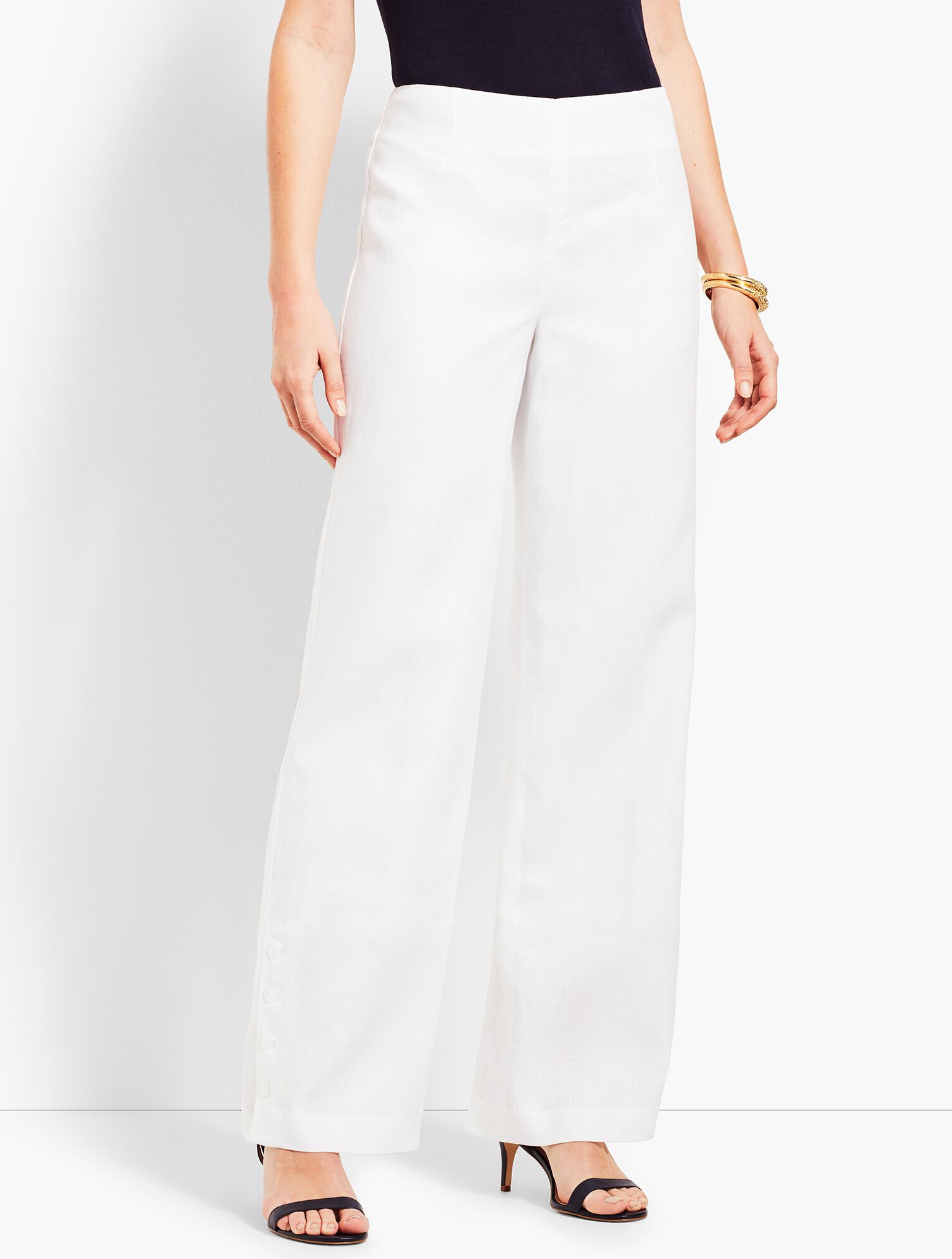 High-Waist Palazzo Pant - White | Talbots