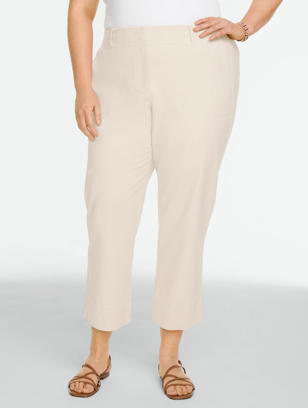 Stretch Linen Straight Leg Crop Pants