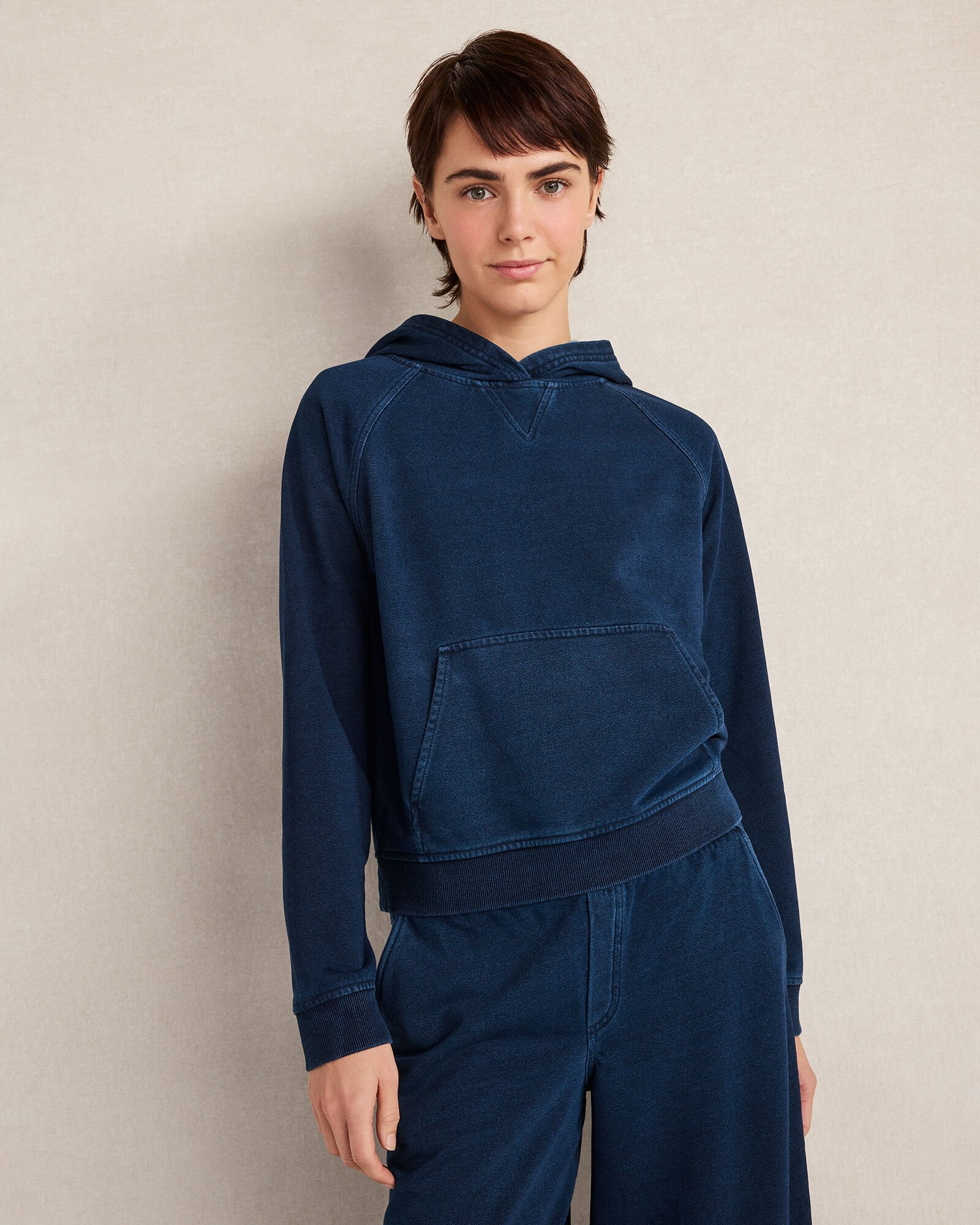 Indigo Cotton Terry Hoodie