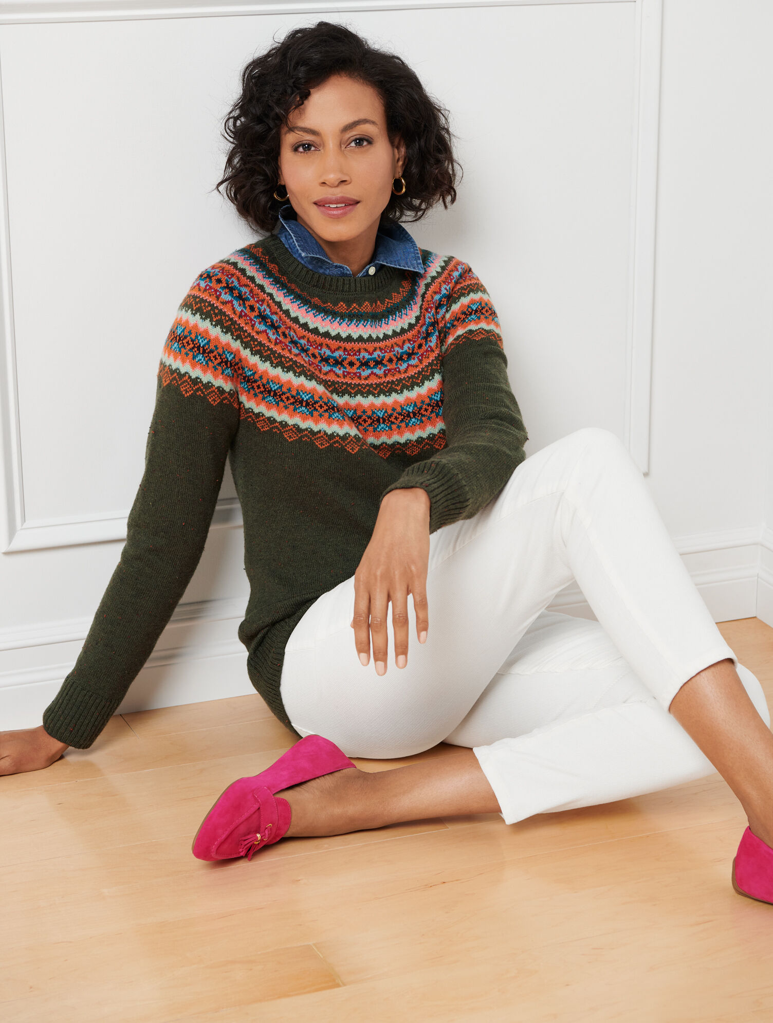 Tweed Fair Isle Crewneck Sweater