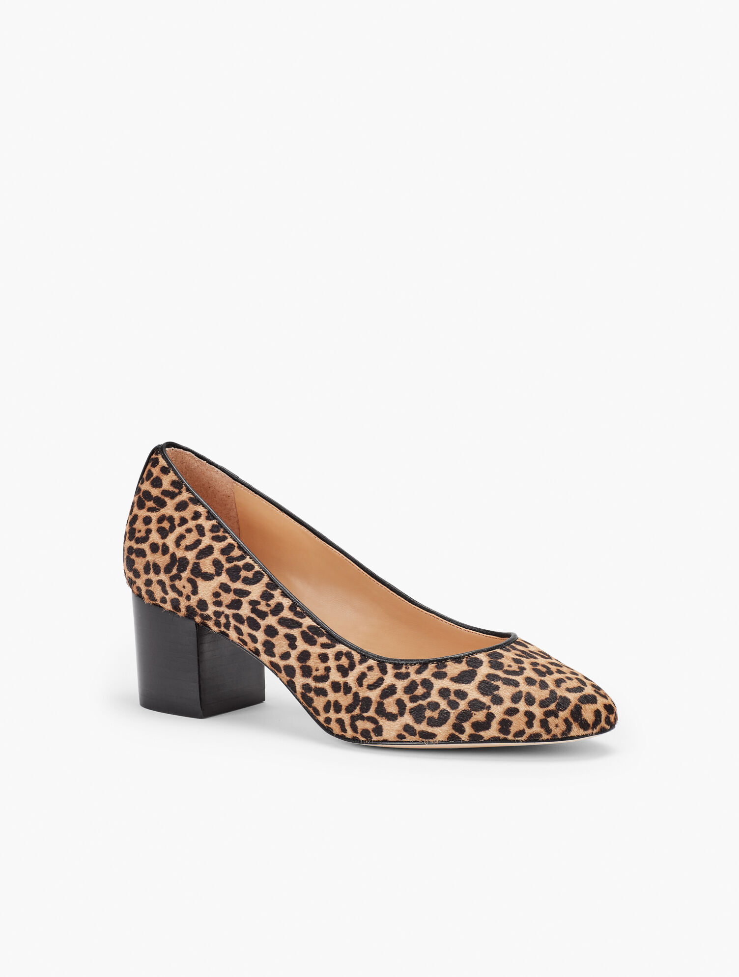 Isa Leopard Calf Hair Block Heel Pumps