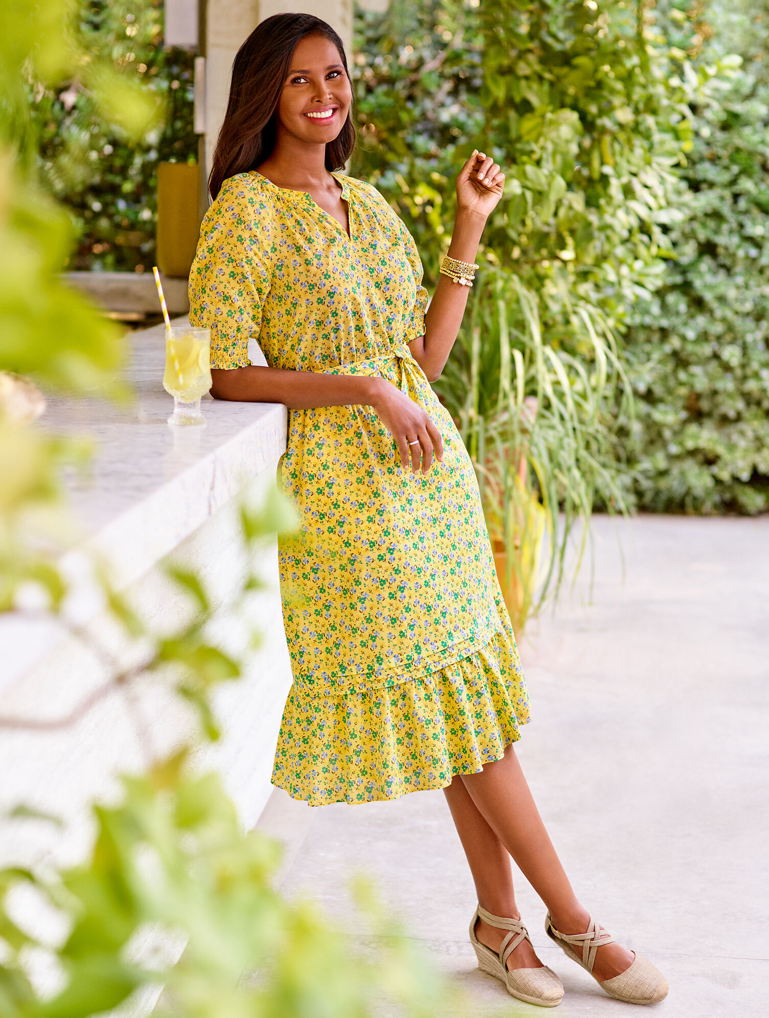 Floral Smocked Voile Fit &amp; Flare Dress