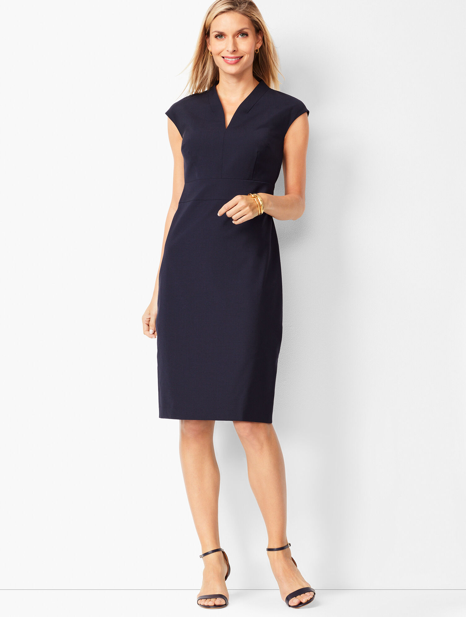 white christmas dresses BABARONI Pleated Sweep Train Sheath Gown with Slit Dusty Blue, Dusty Blue / US0