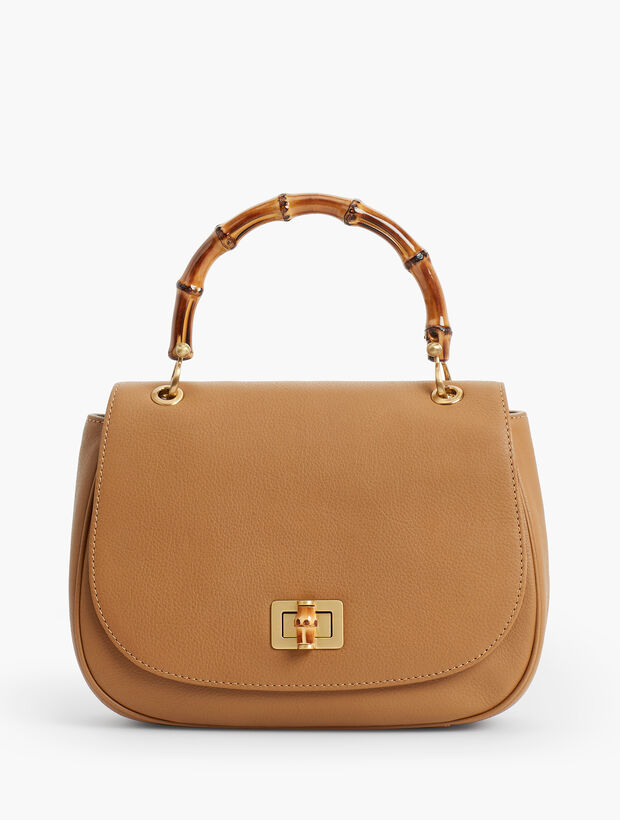 Bamboo-Handle Bags - Pebbled Leather