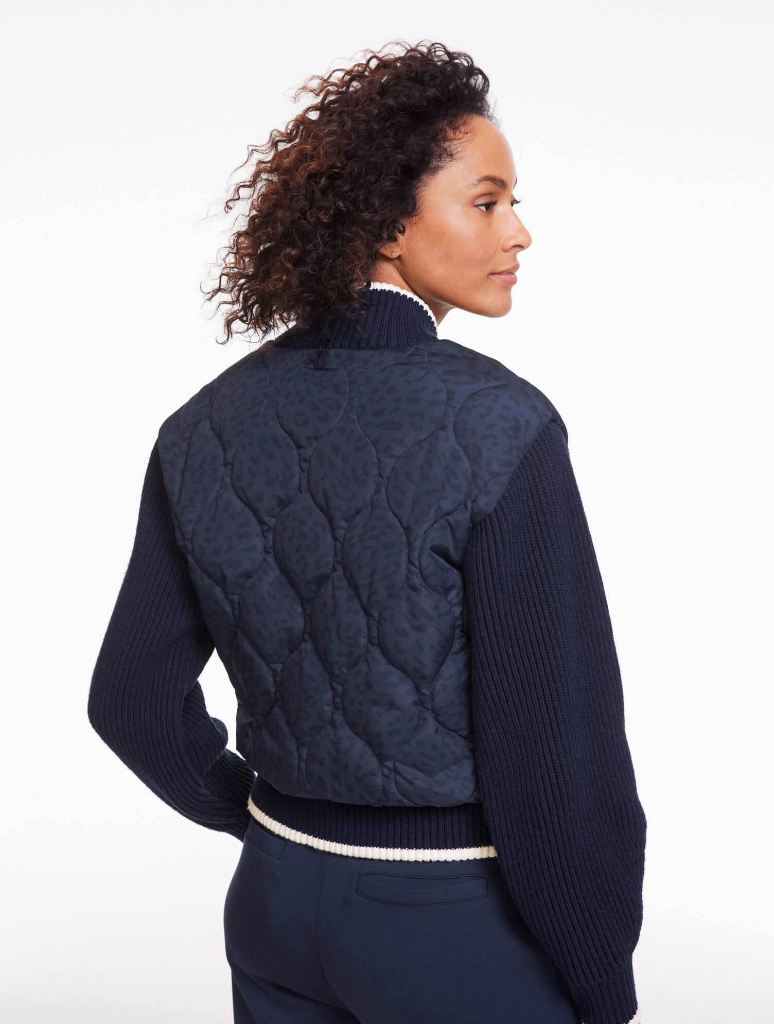 Quilted Sweater Bomber - Leopard