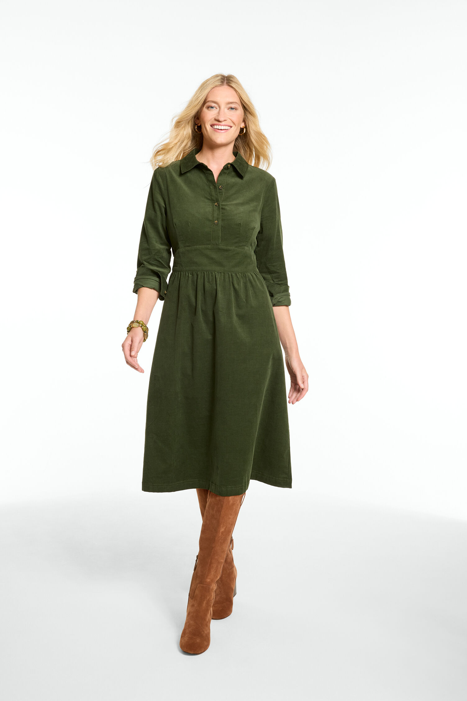 Corduroy Midi Shirtdress