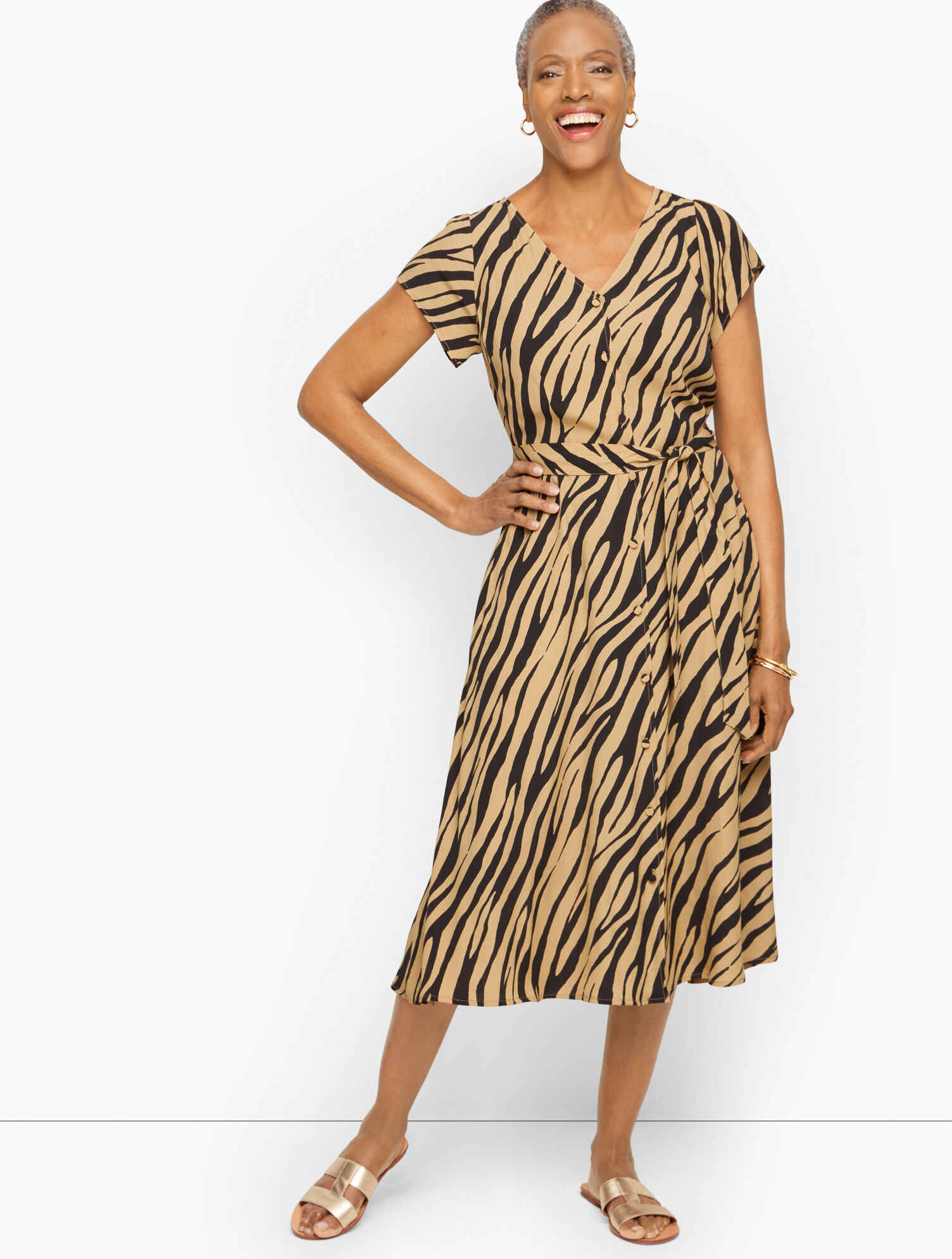 Striking Zebra Midi Shirtdress