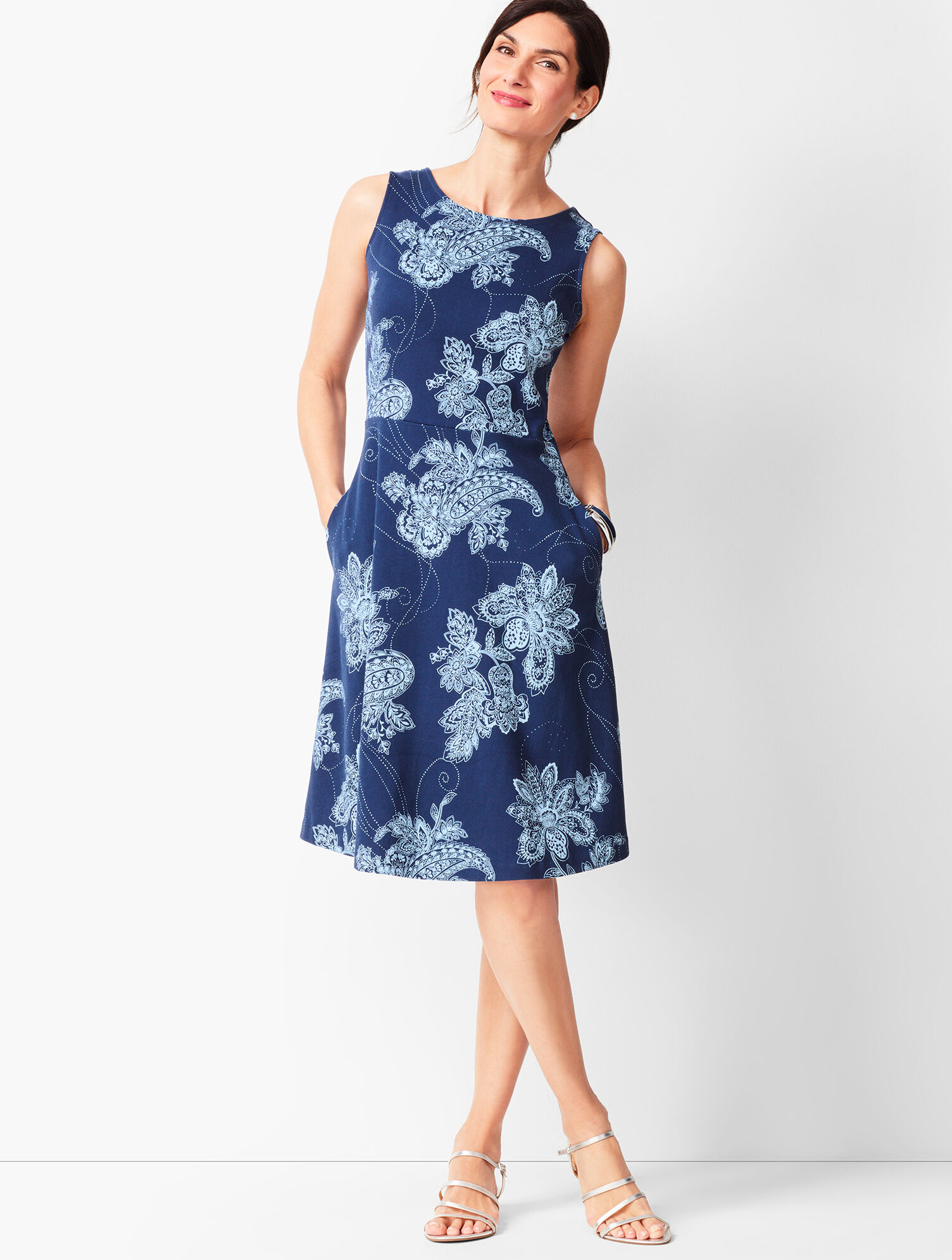 Edie Knit Fit & Flare Dress - Paisley | Talbots Edie Knit Fit & Flare Dress - Paisley | Talbots