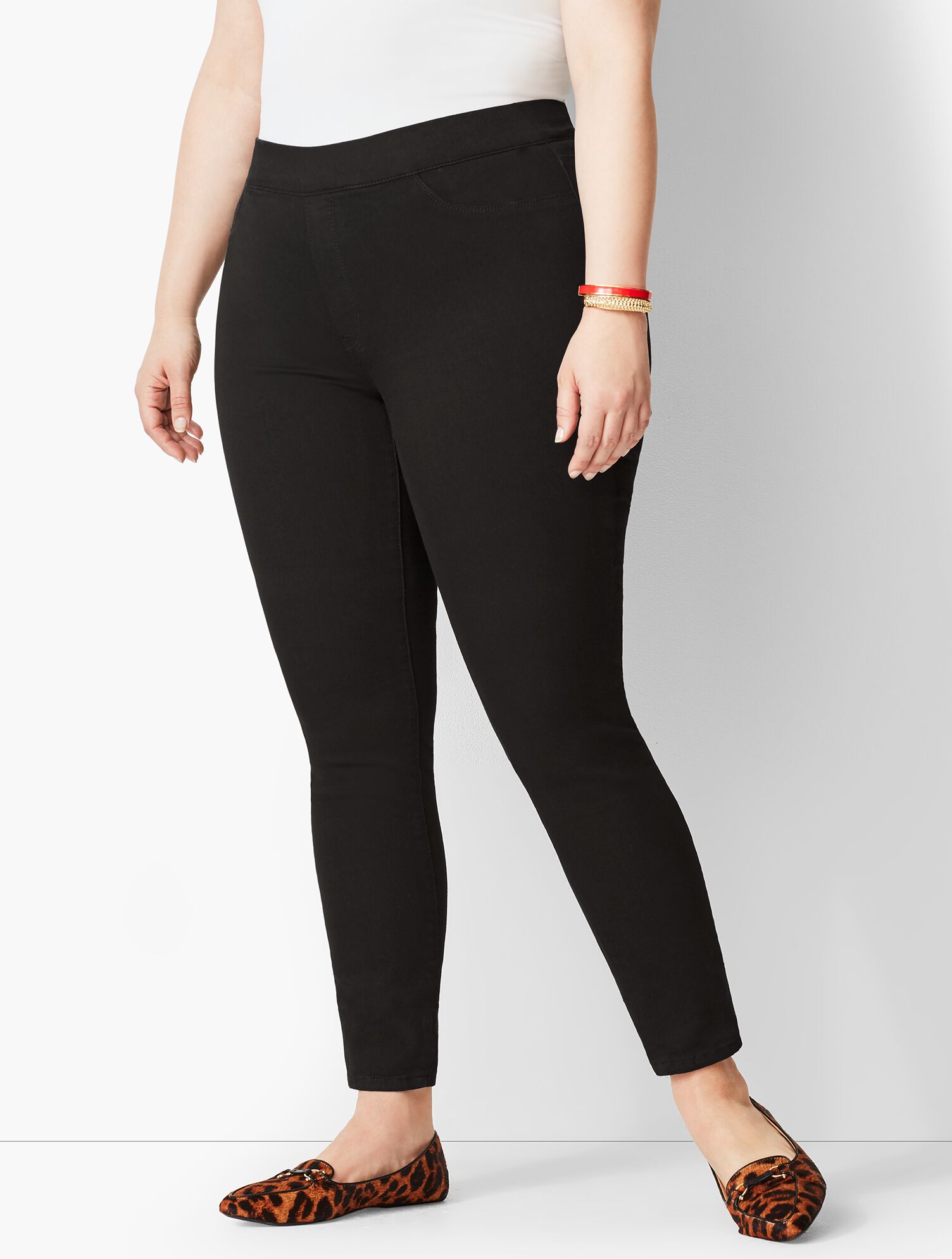 Plus Size Pull-On Denim Jegging Black Talbots