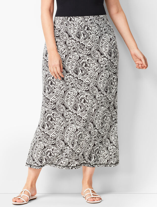 Plus-Size Knit Jersey Maxi Skirt - Paisley