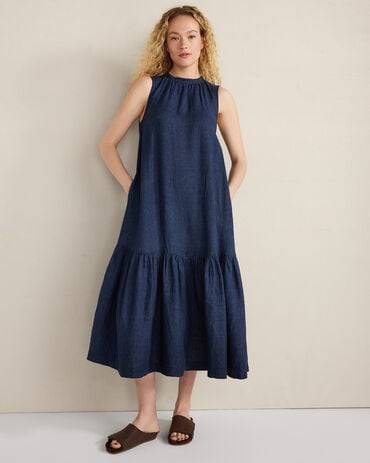 Linen Tiered Midi Dress
