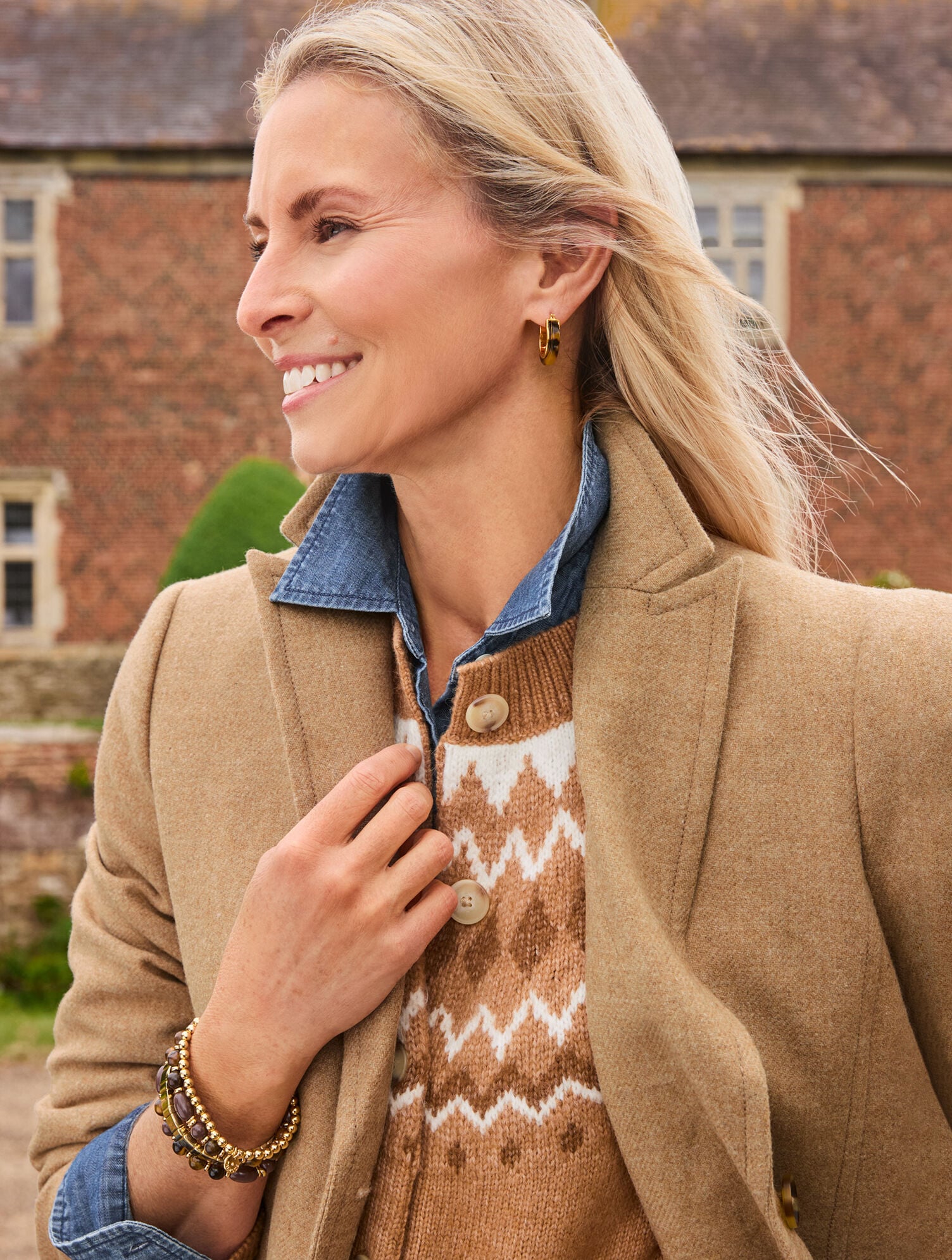 Crewneck Cardigan - Fair Isle Yoke
