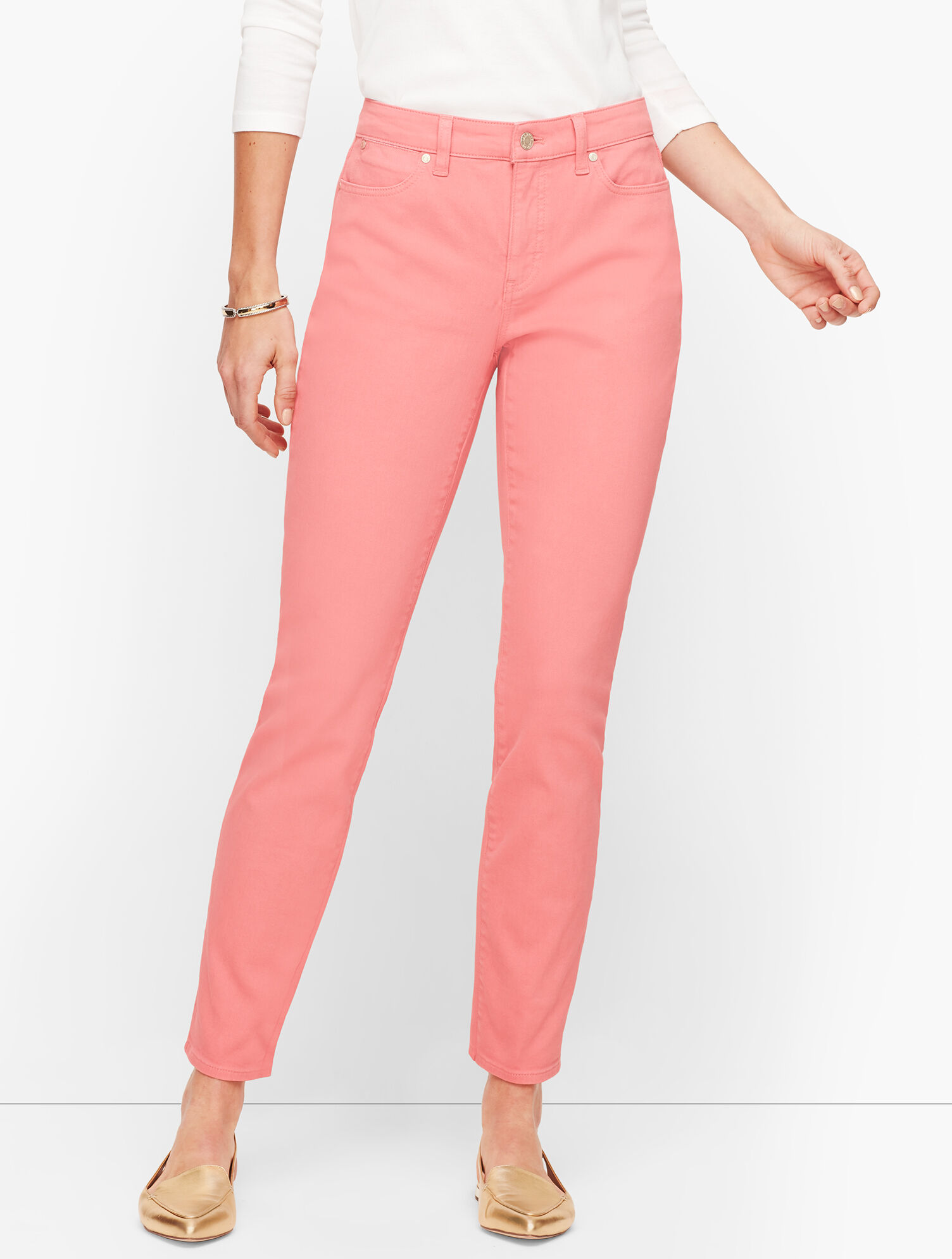 Slim Ankle Jeans - Curvy Fit - Garment Dyed Dusty Peach
