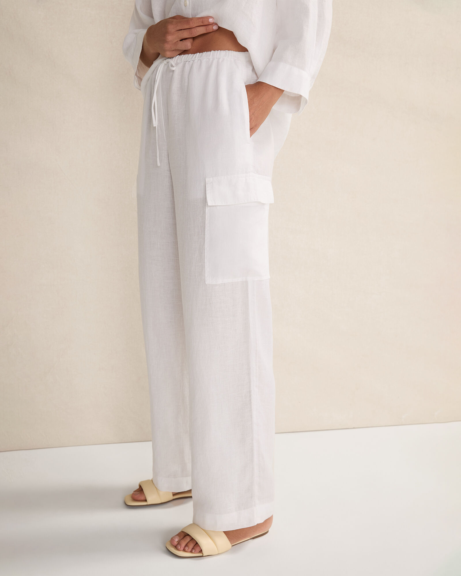 Linen cargo pant main image 1