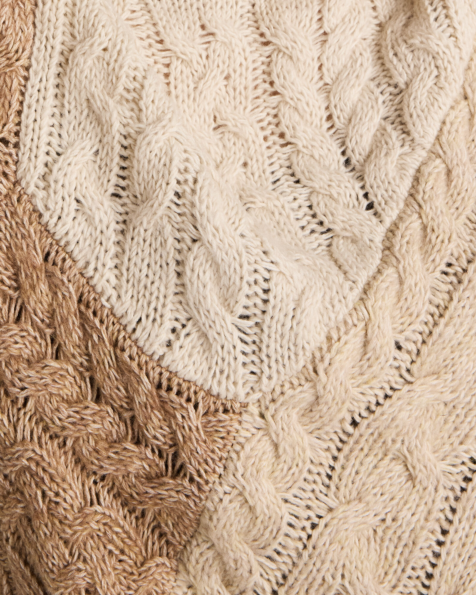 Cotton Blend Patchwork Cableknit Sweater