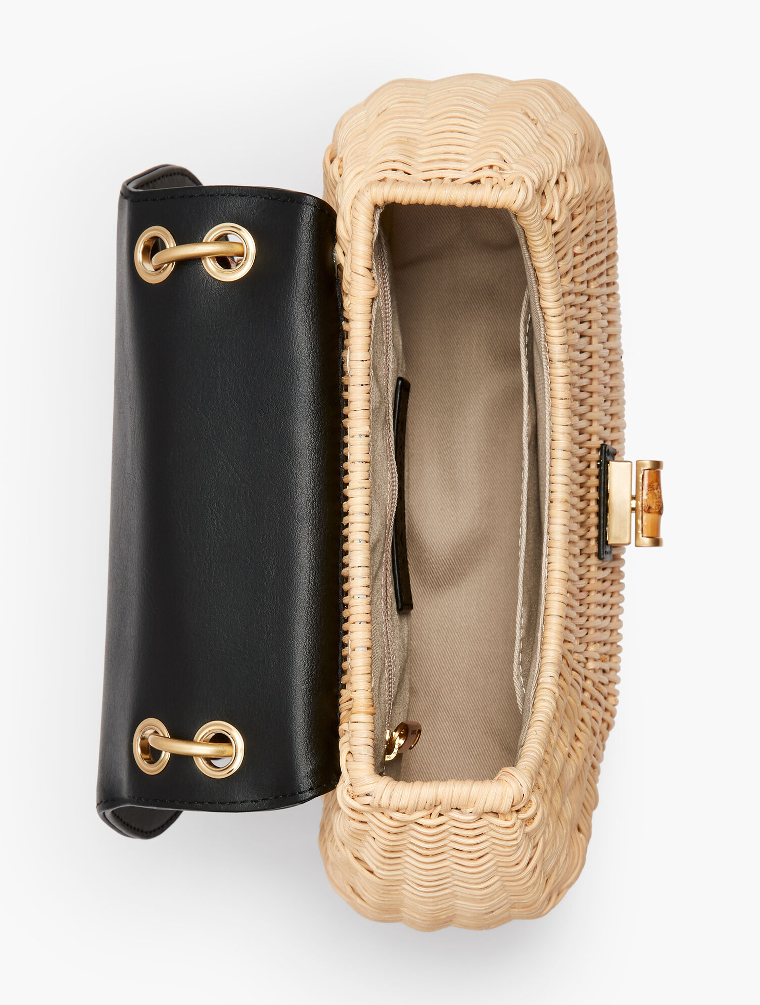 Bamboo-Handle Bag - Leather &amp; Wicker