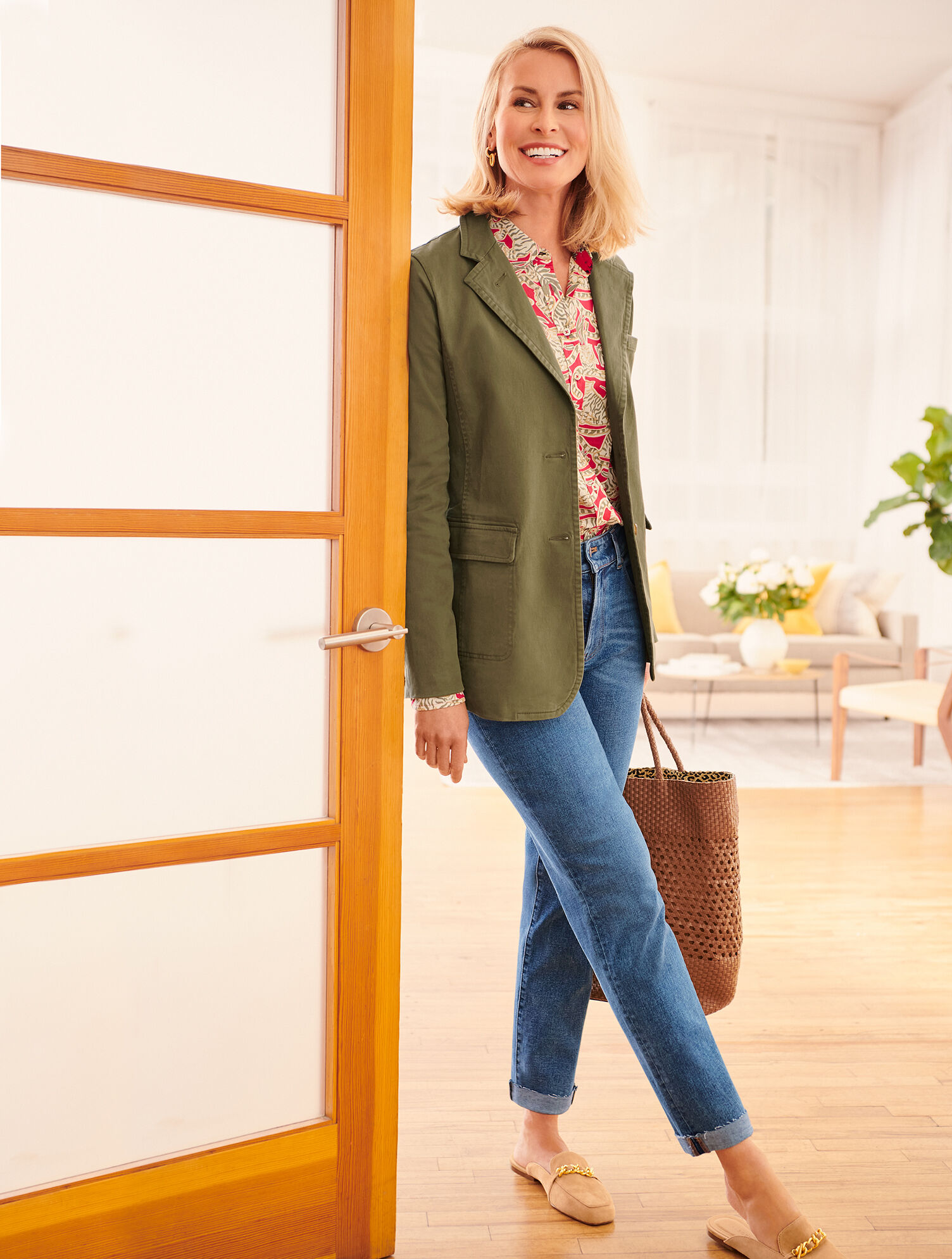 Grazing Tiger Cotton Button Front Shirt