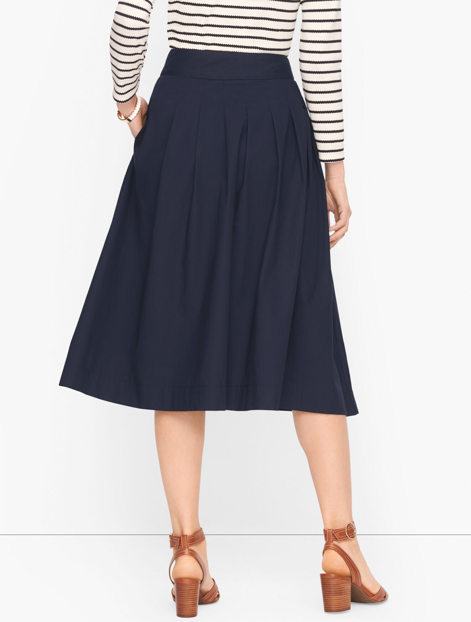 Button Front Poplin Skirt