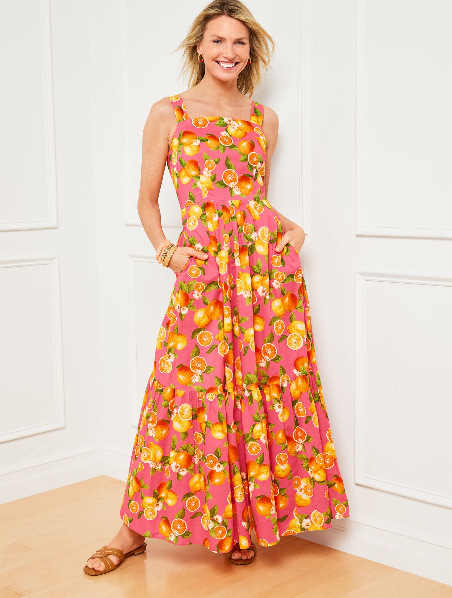 Tiered Maxi Dress Lemons and Oranges Talbots