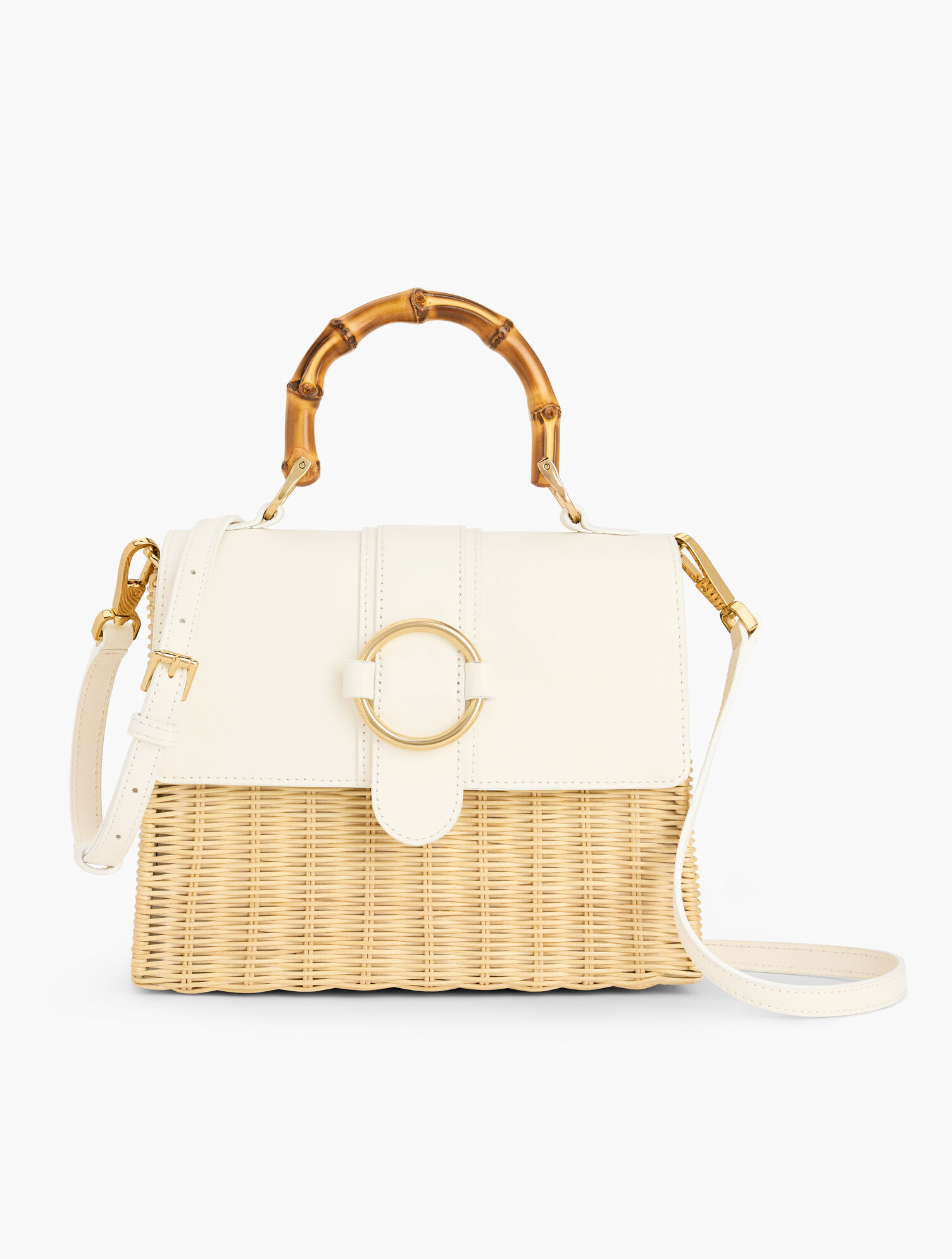 Bamboo Handle Wicker Bag