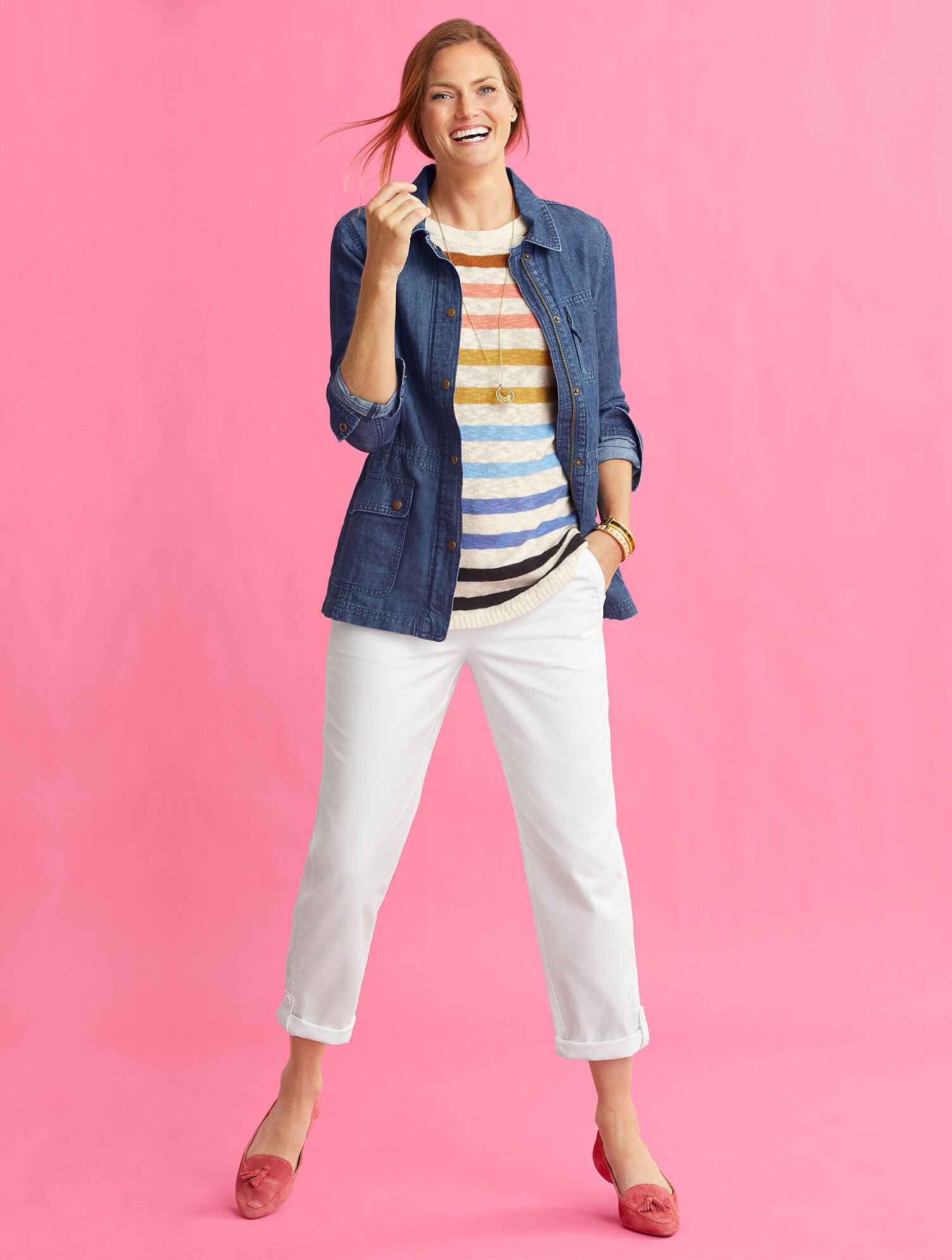 Soft Twill Slim Leg Crop Pants