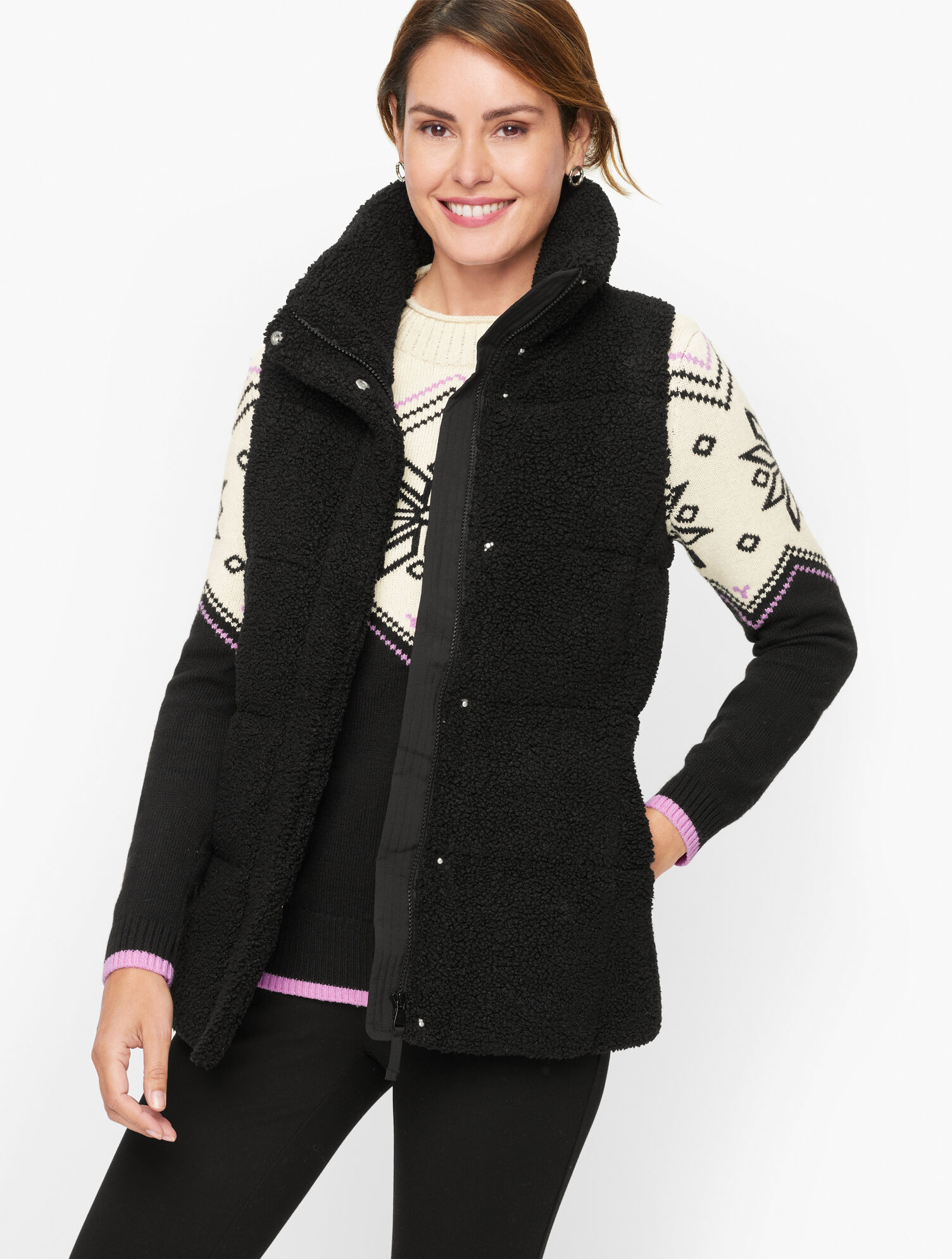 Sherpa Quilted Puffer Vest Talbots