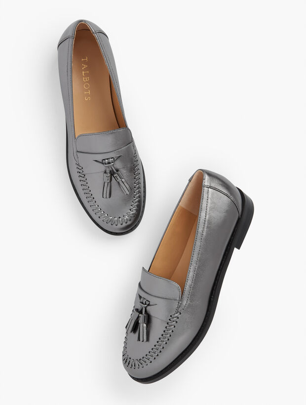 Laura Tasseled Metallic Leather Loafers