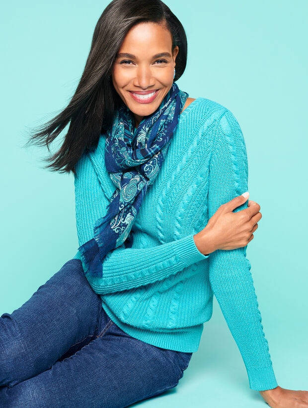 Cable Knit Crewneck Sweater | Talbots
