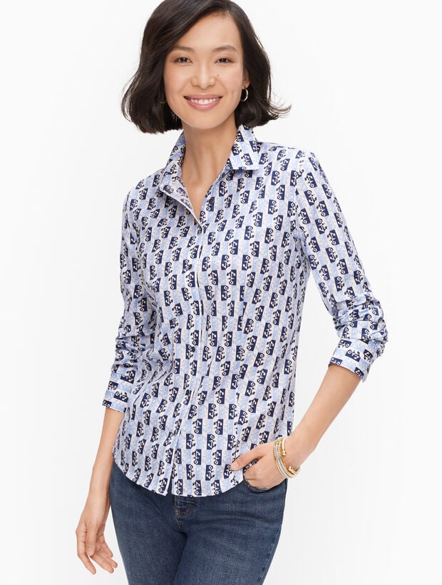 Perfect Shirt Anchor Print Talbots