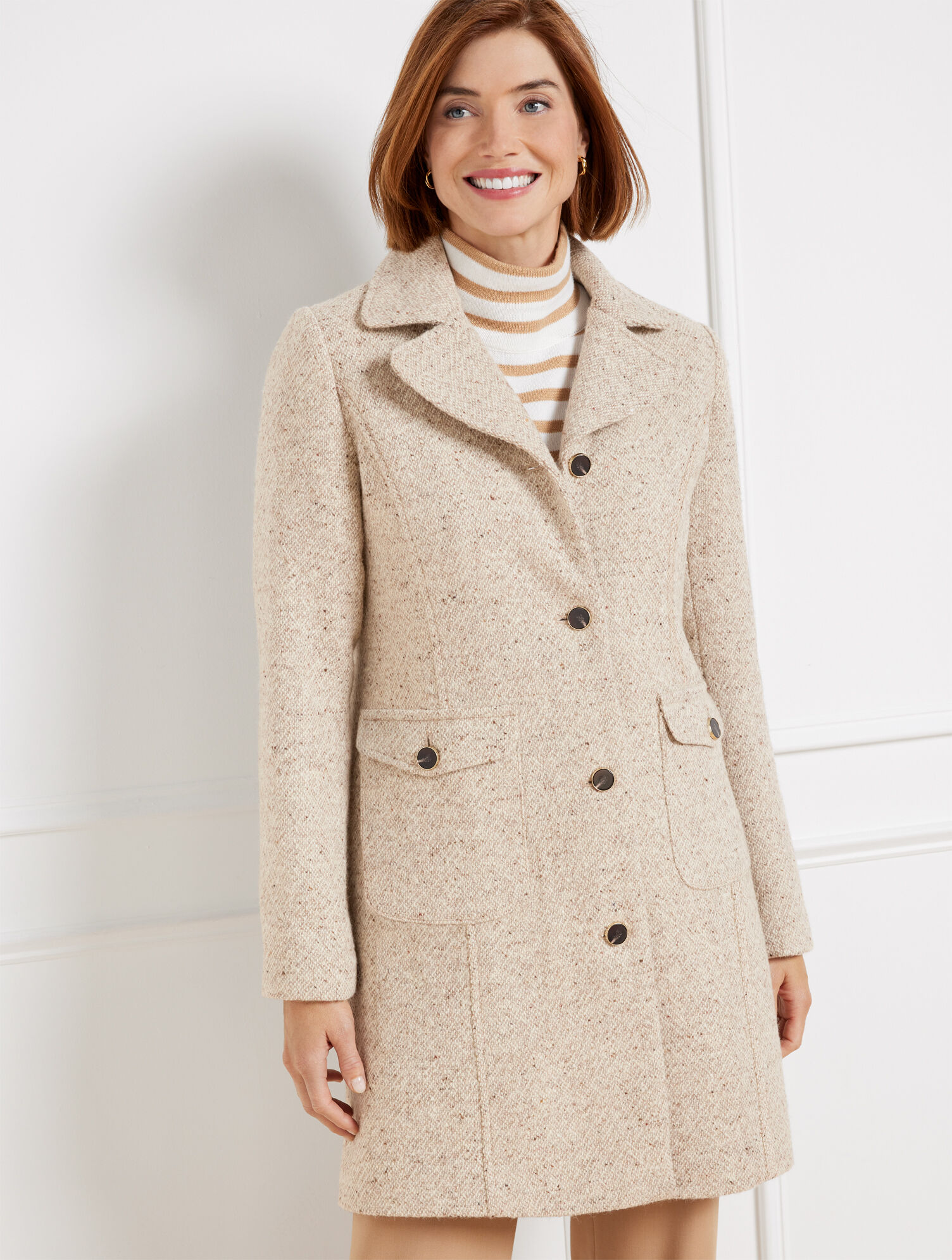 Wool Blend Donegal Coat Talbots